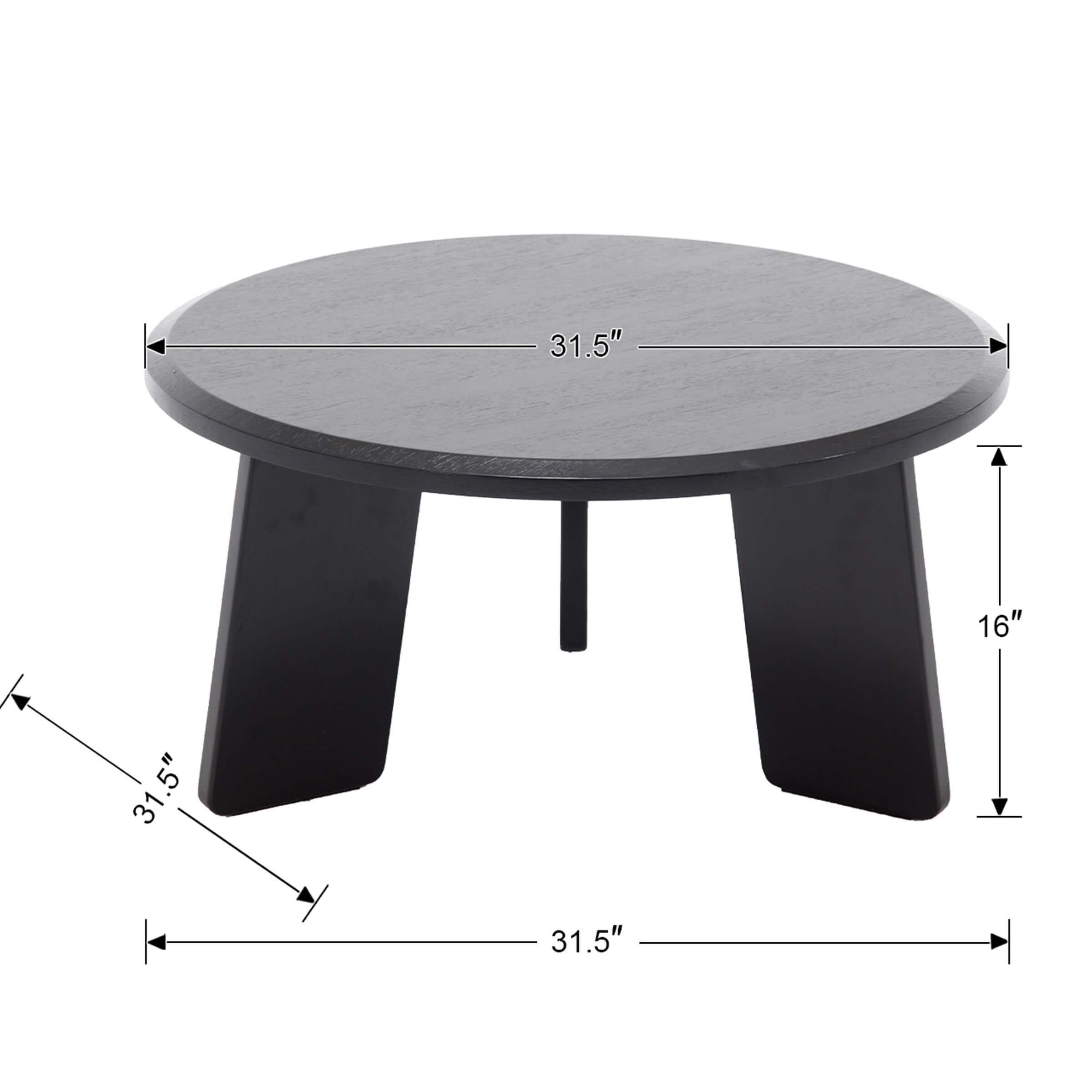 VESCASA Wood Black Round Coffee Table - XX12CT