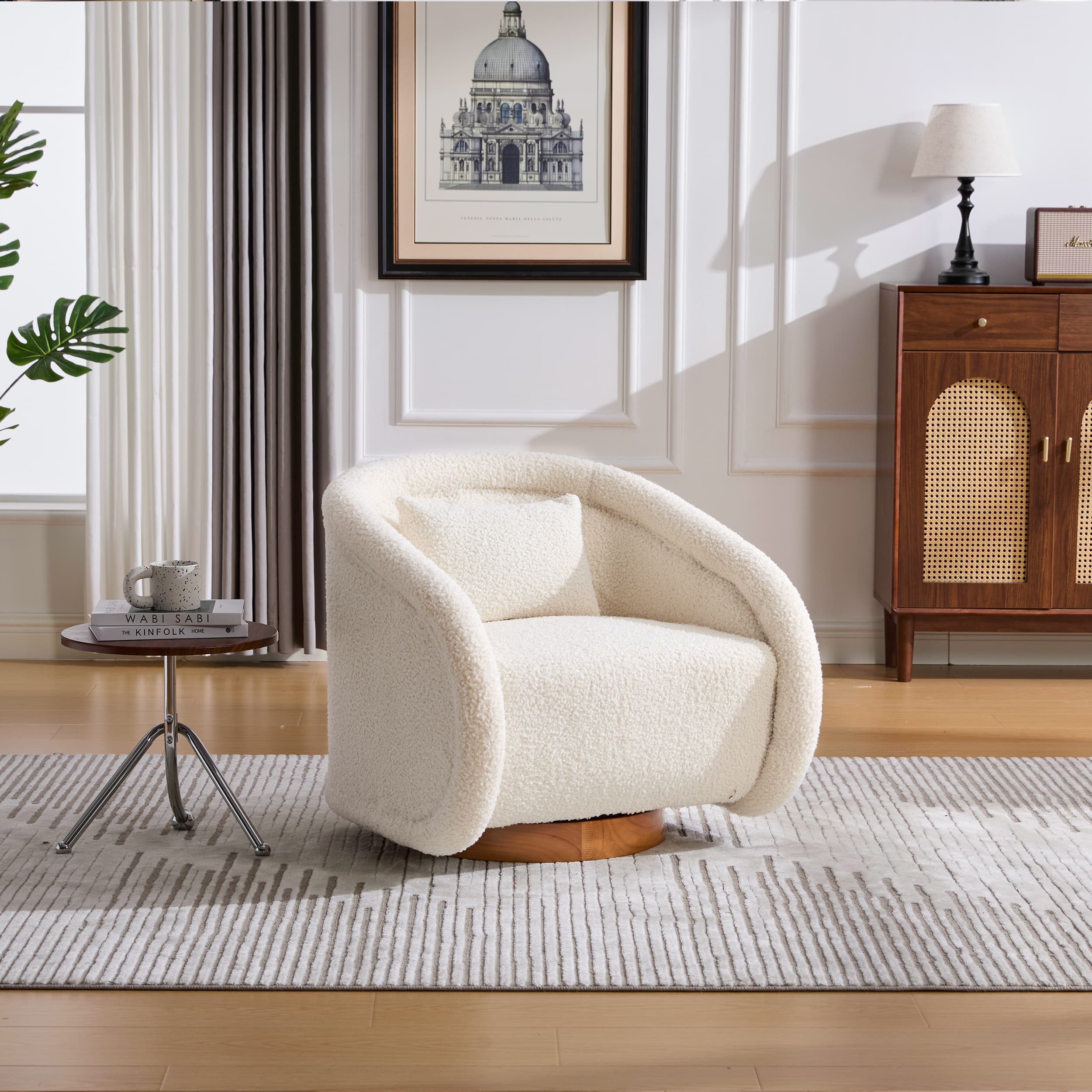 360-Degree Swivel Barrel Comfy Accent Chair