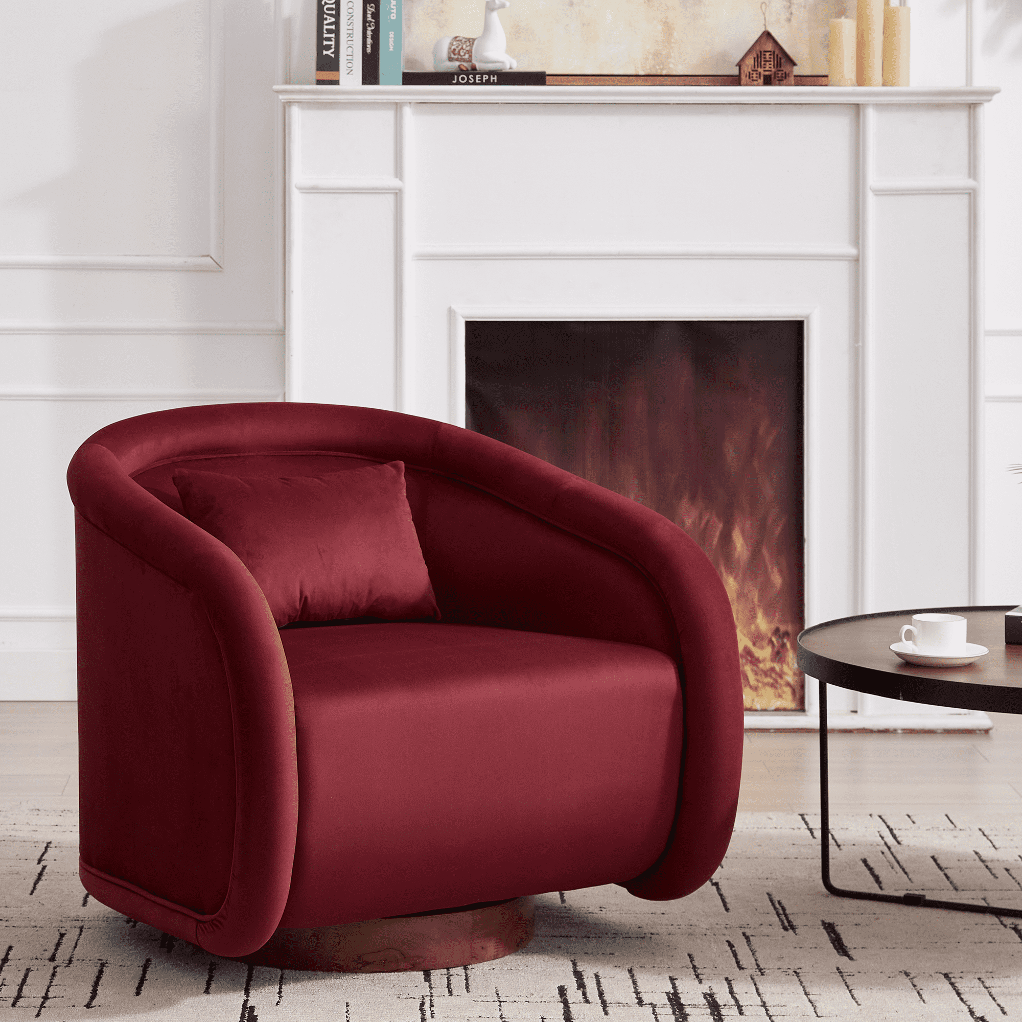 Velvet Pumpkin 360° Swivel Barrel Accent Chair