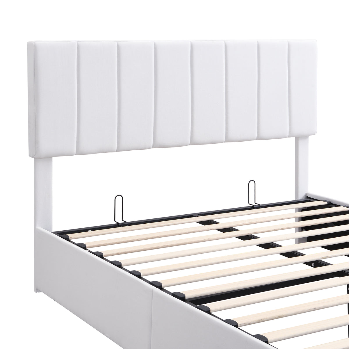 Linen Upholstered Platform Bed with Hydraulic Storage System