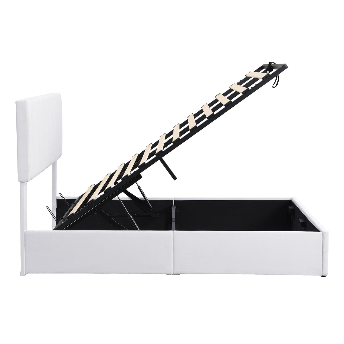 Linen Upholstered Platform Bed with Hydraulic Storage System