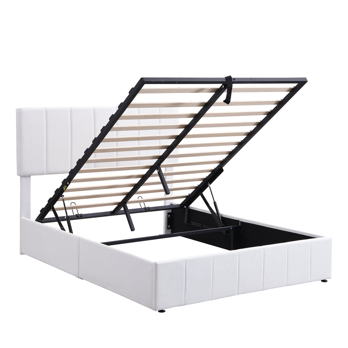 Linen Upholstered Platform Bed with Hydraulic Storage System