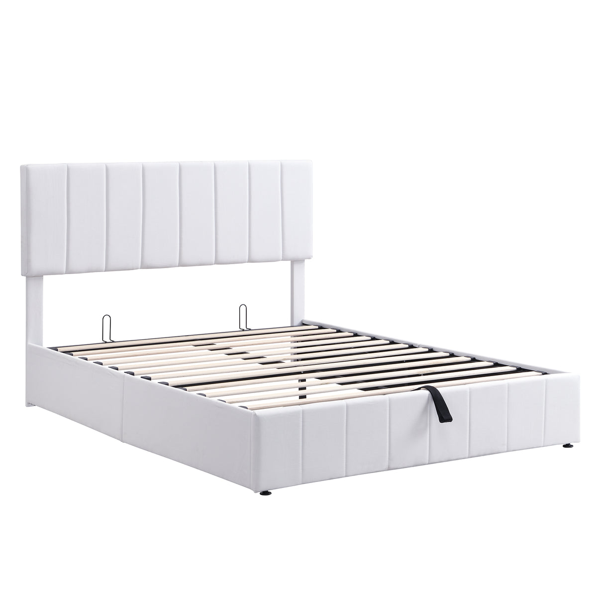 Linen Upholstered Platform Bed with Hydraulic Storage System