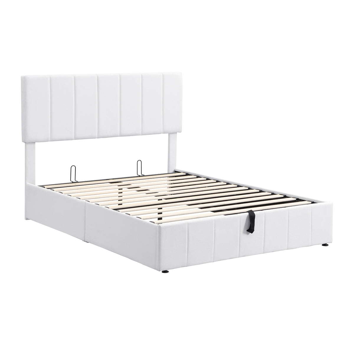 Linen Upholstered Platform Bed with Hydraulic Storage System