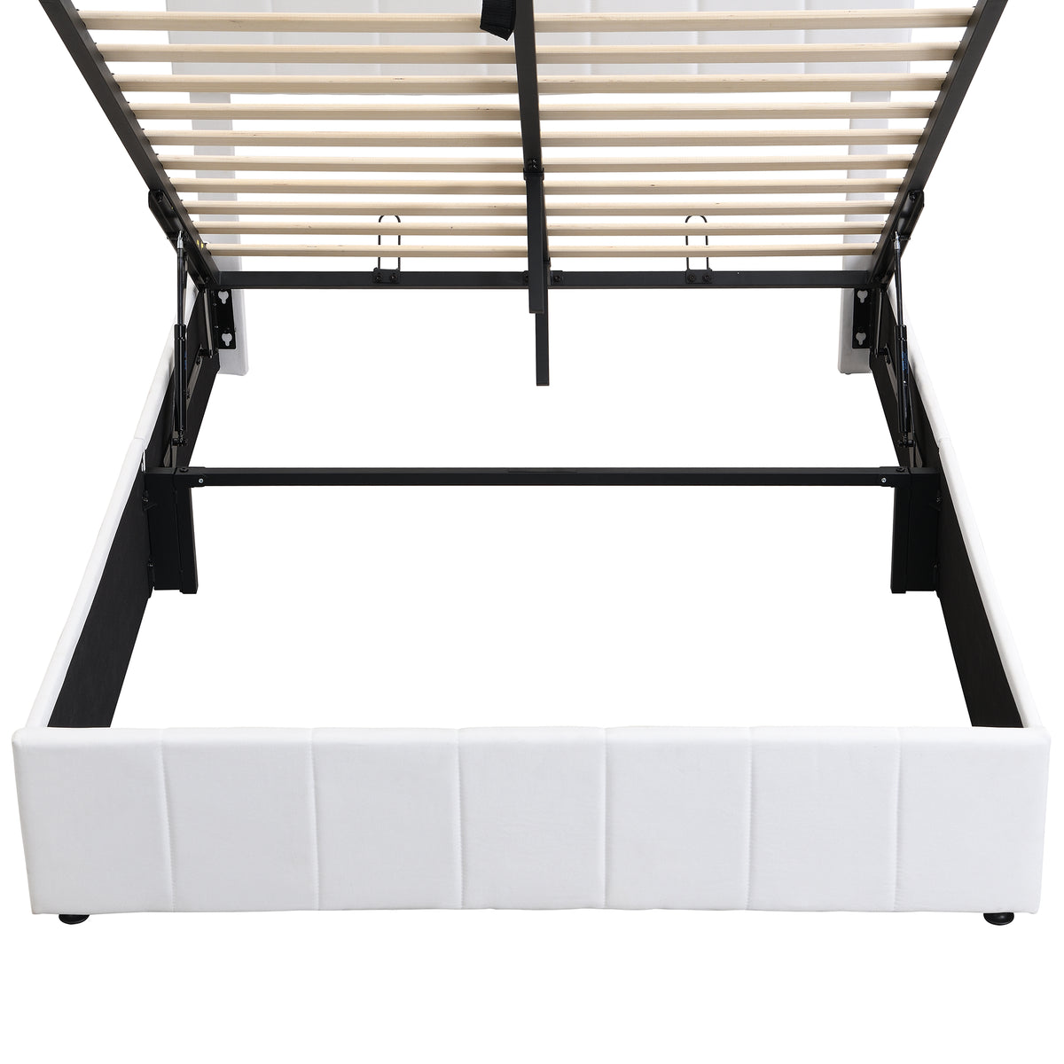 Linen Upholstered Platform Bed with Hydraulic Storage System