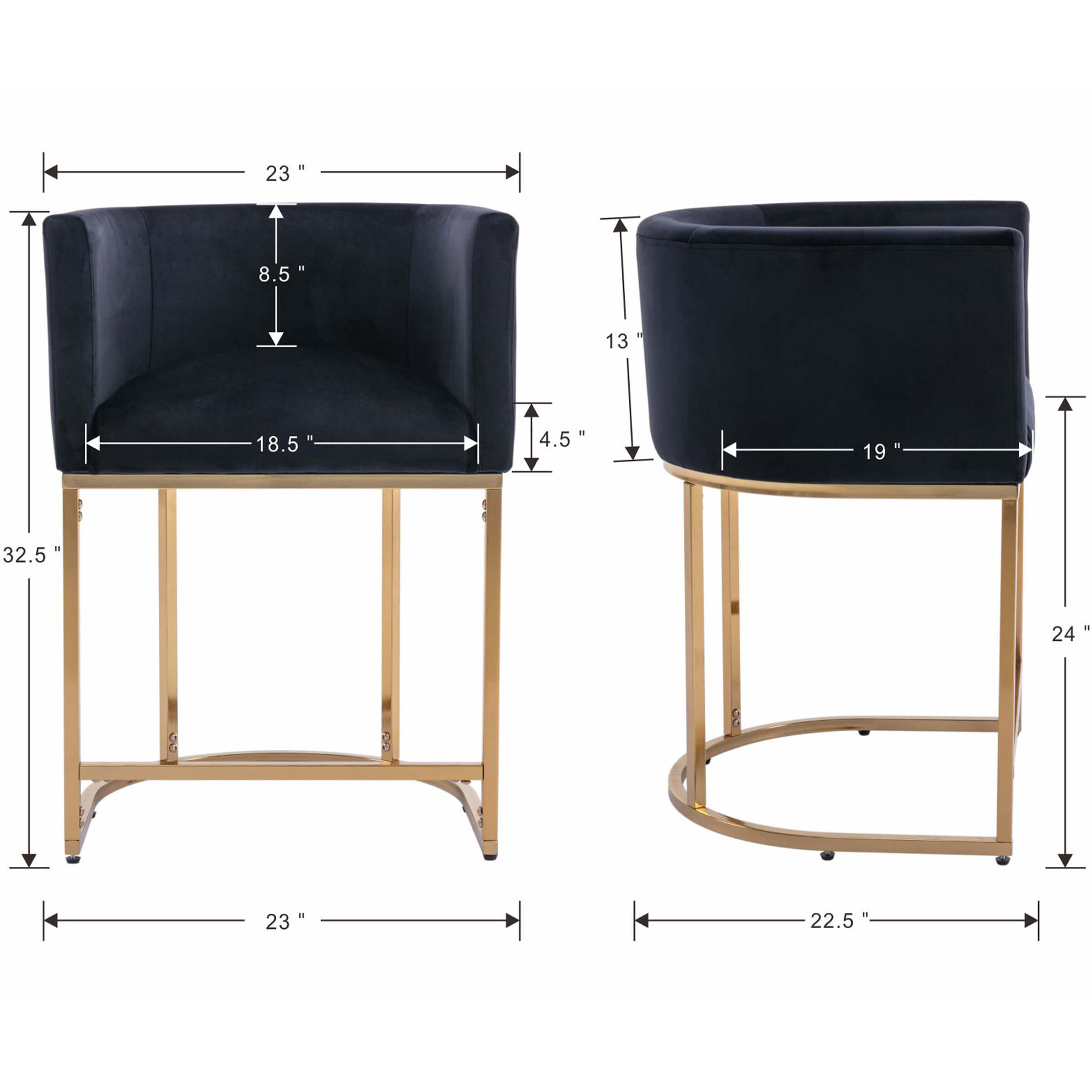 CHICAURA 24"H-32"H Metal Frame Counter Stool 1 PCS - 5690