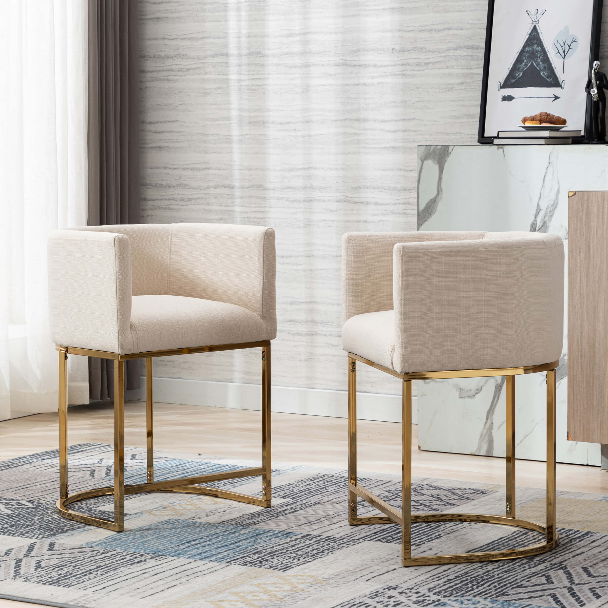 CHICAURA 24"H-32"H Metal Frame Counter Stool 1 PCS - 5690