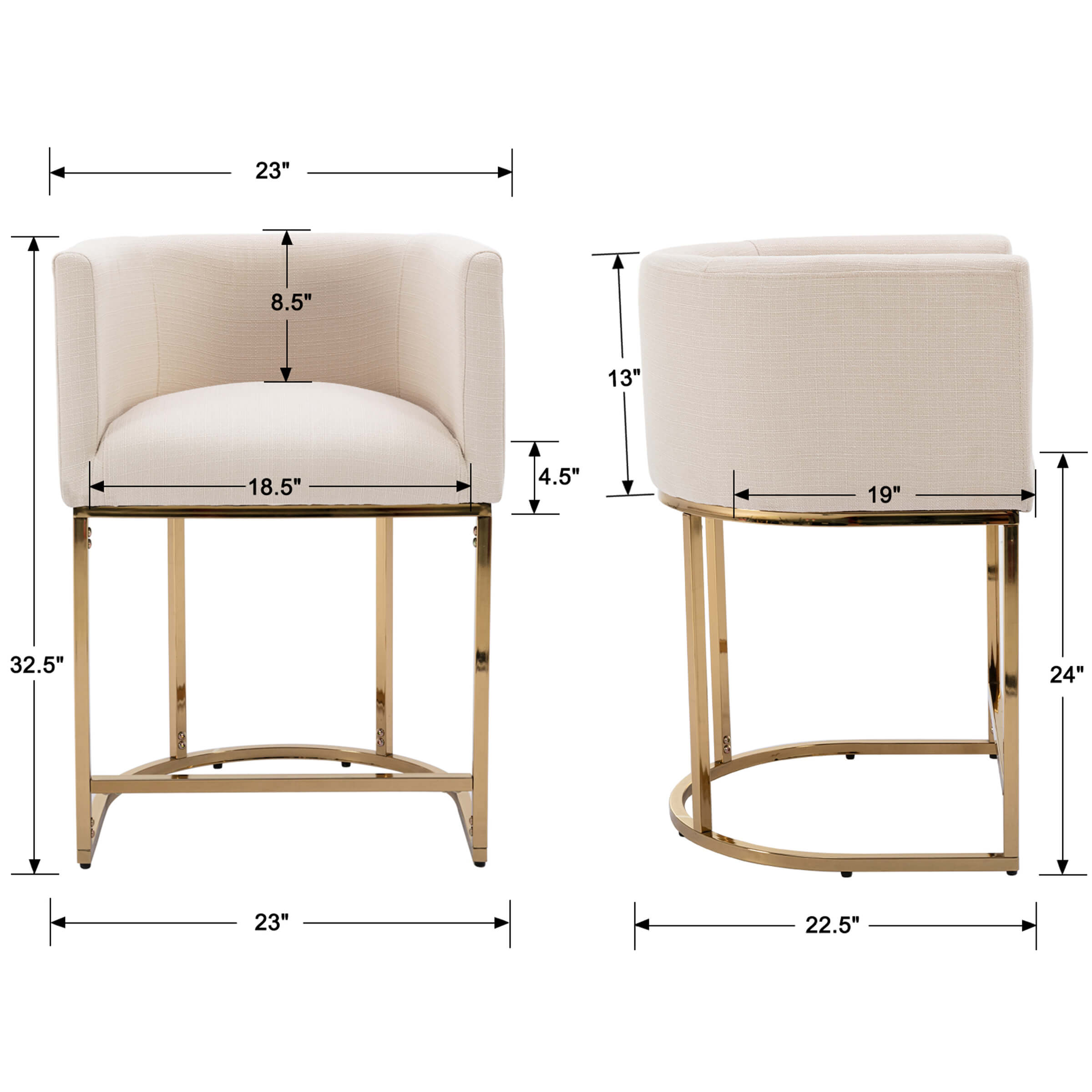 CHICAURA 24"H-32"H Metal Frame Counter Stool 1 PCS - 5690