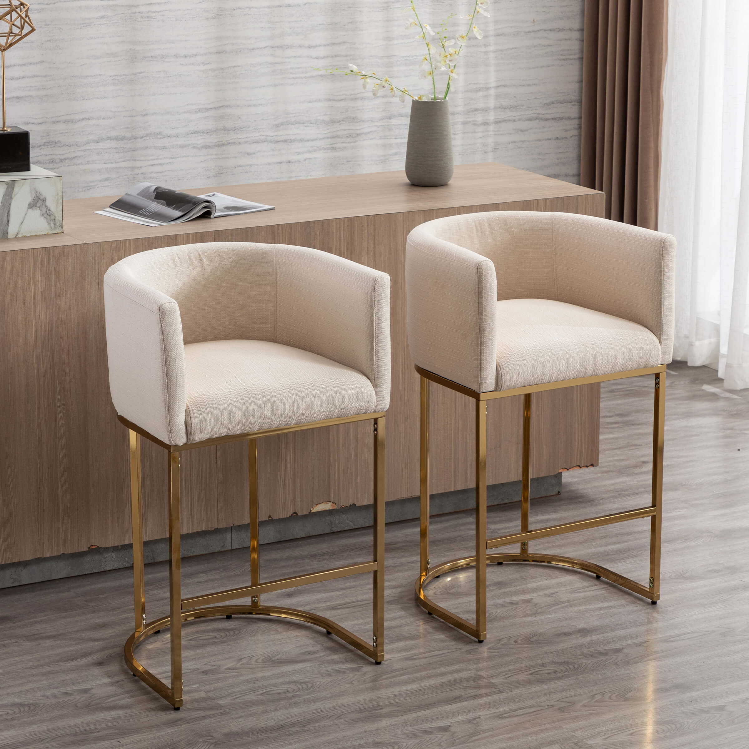 CHICAURA 24"H-32"H Metal Frame Counter Stool 1 PCS - 5690