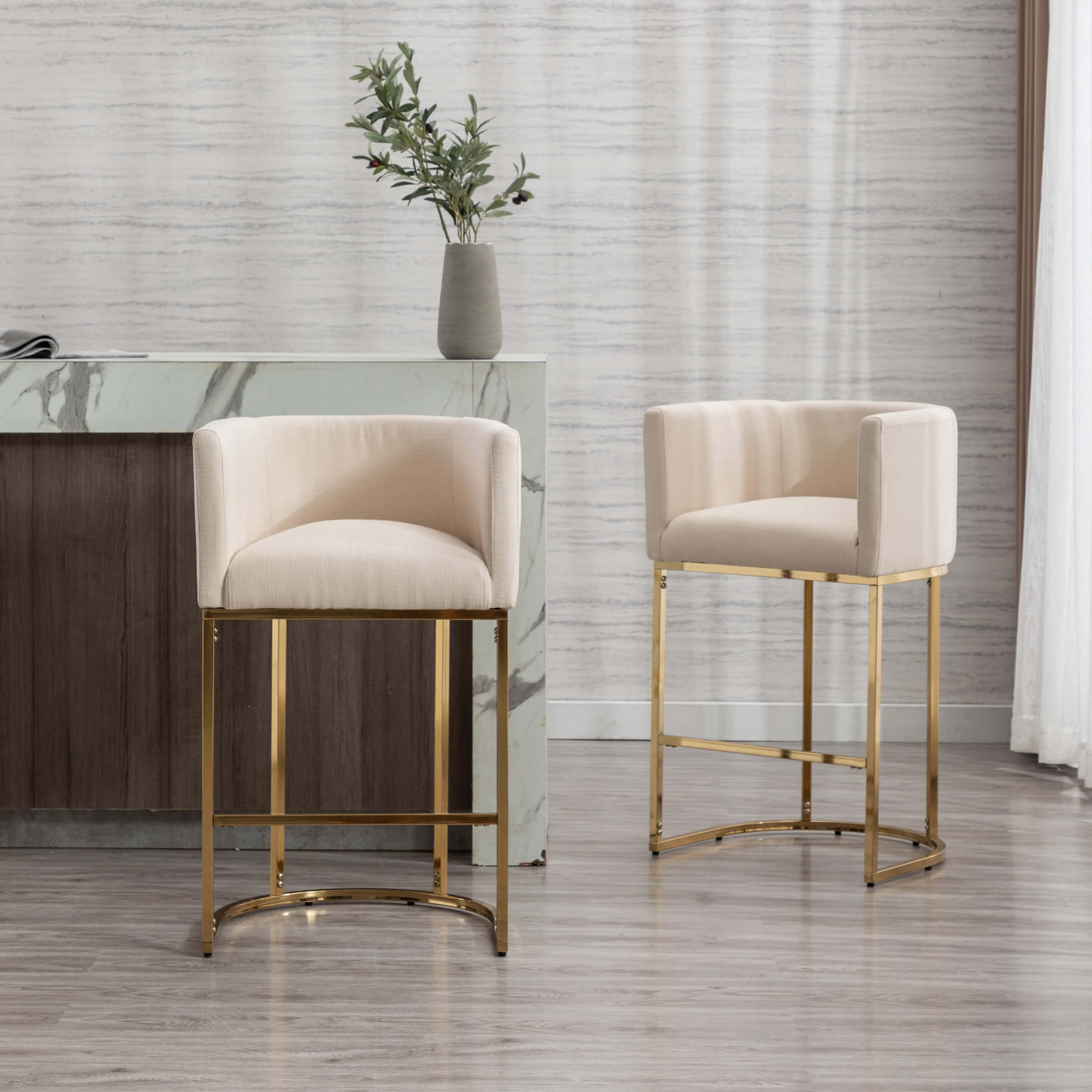 CHICAURA 24"H-32"H Metal Frame Counter Stool 1 PCS - 5690