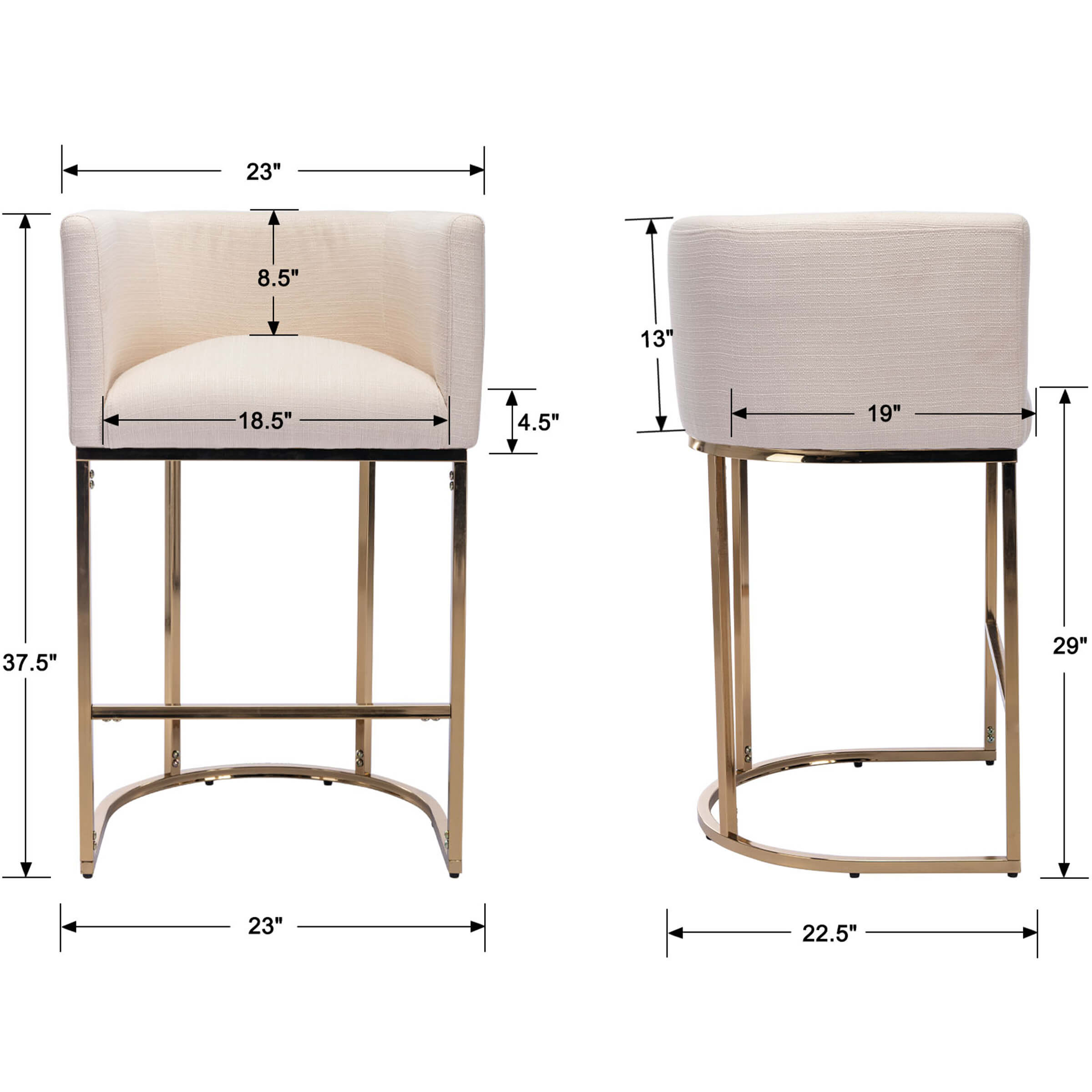 CHICAURA 24"H-32"H Metal Frame Counter Stool 1 PCS - 5690
