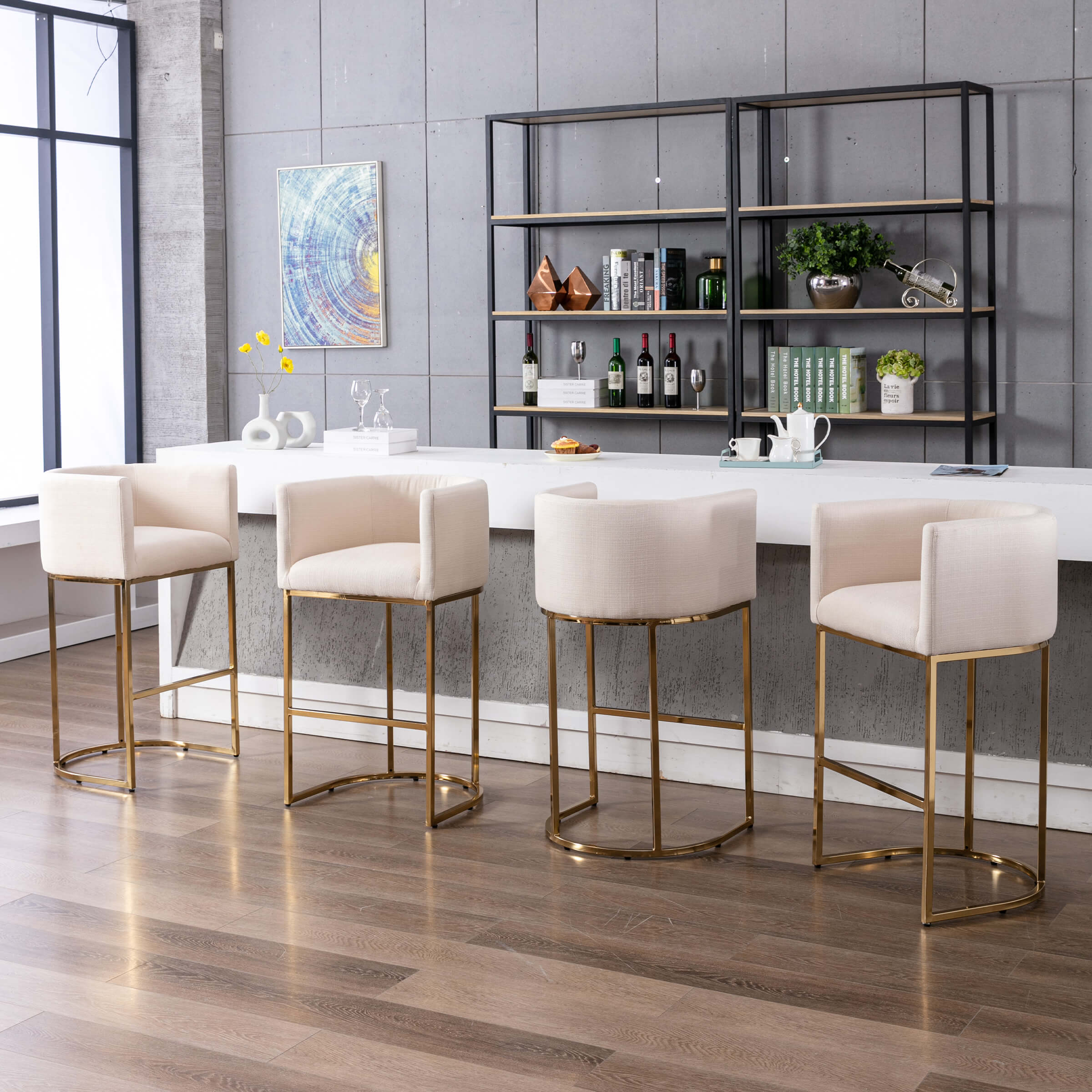 CHICAURA 24"H-32"H Metal Frame Counter Stool 1 PCS - 5690