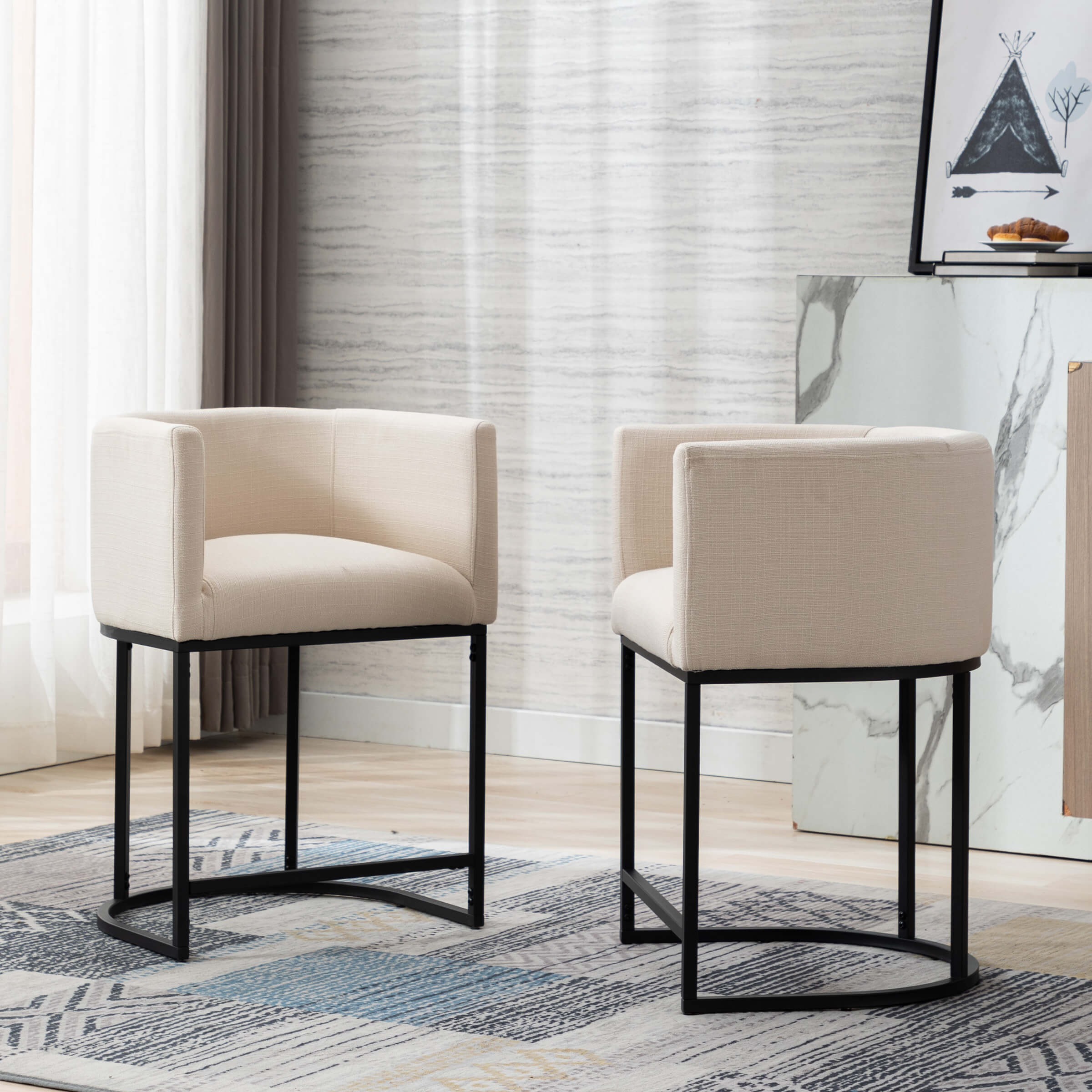 CHICAURA 24"H-32"H Metal Frame Counter Stool 1 PCS - 5690