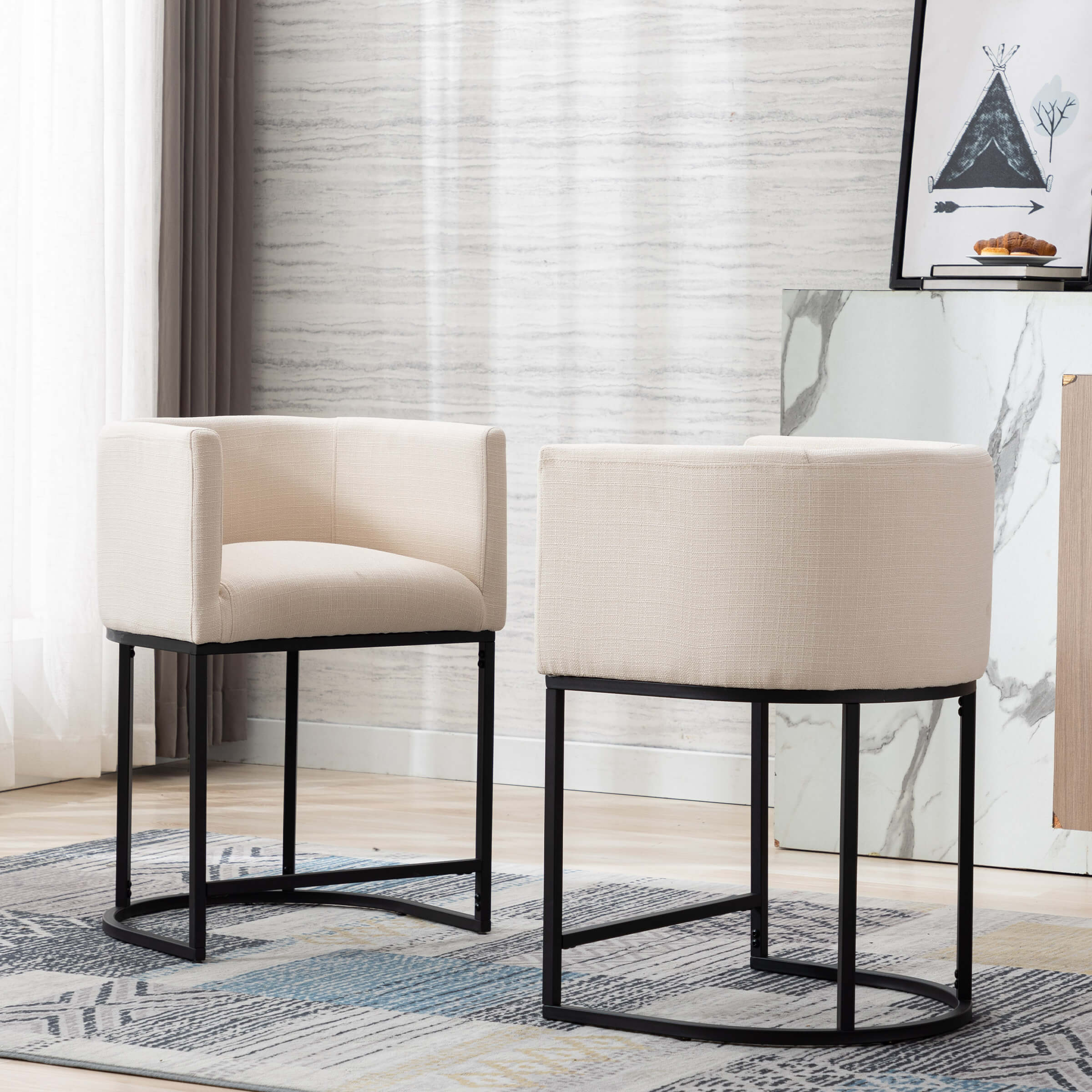 CHICAURA 24"H-32"H Metal Frame Counter Stool 1 PCS - 5690