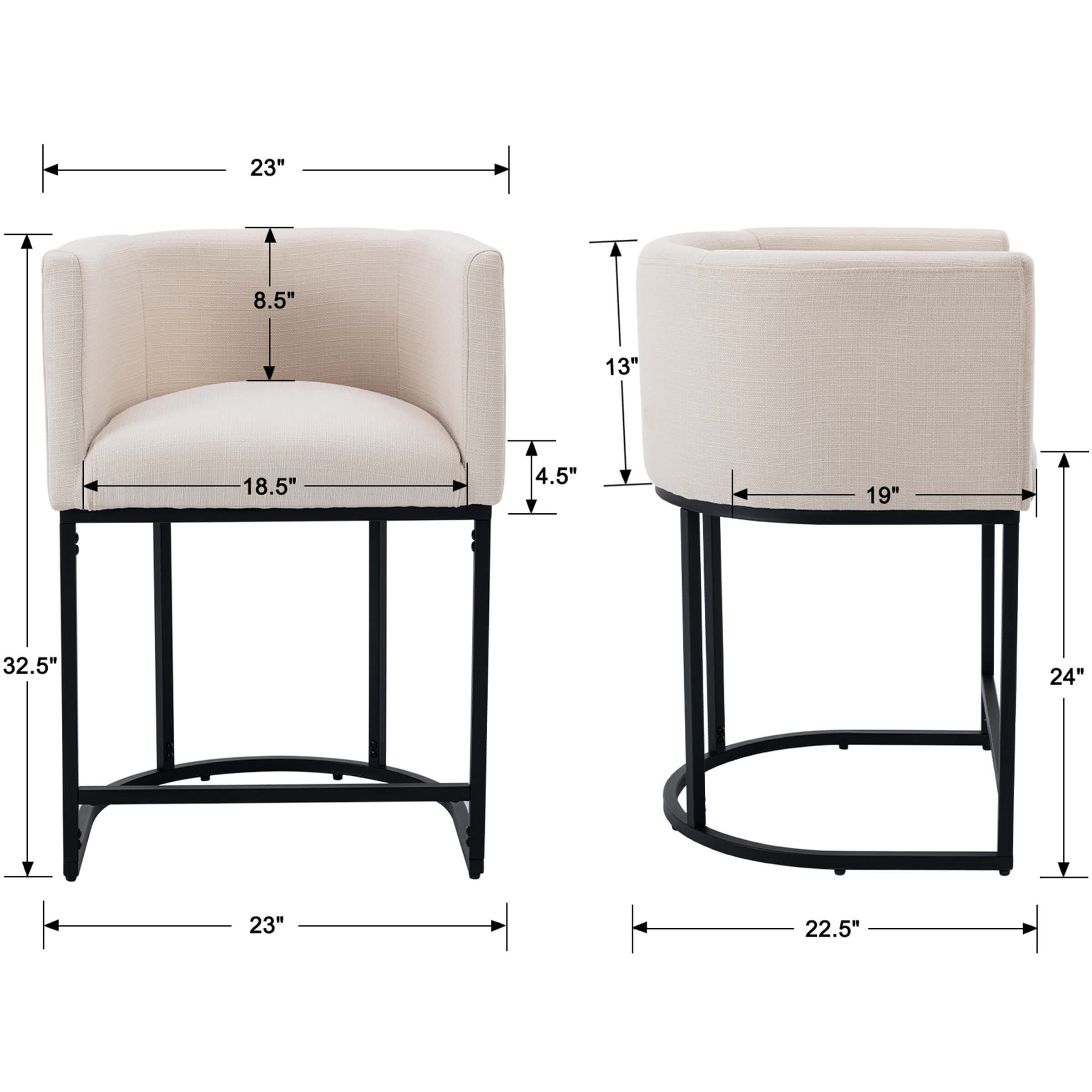 CHICAURA 24"H-32"H Metal Frame Counter Stool 1 PCS - 5690
