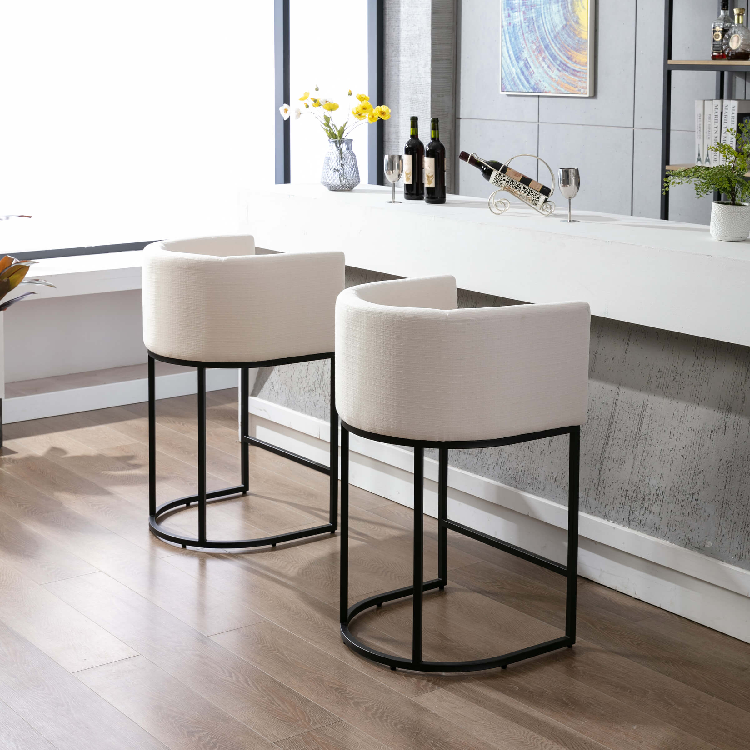 CHICAURA 24"H-32"H Metal Frame Counter Stool 1 PCS - 5690