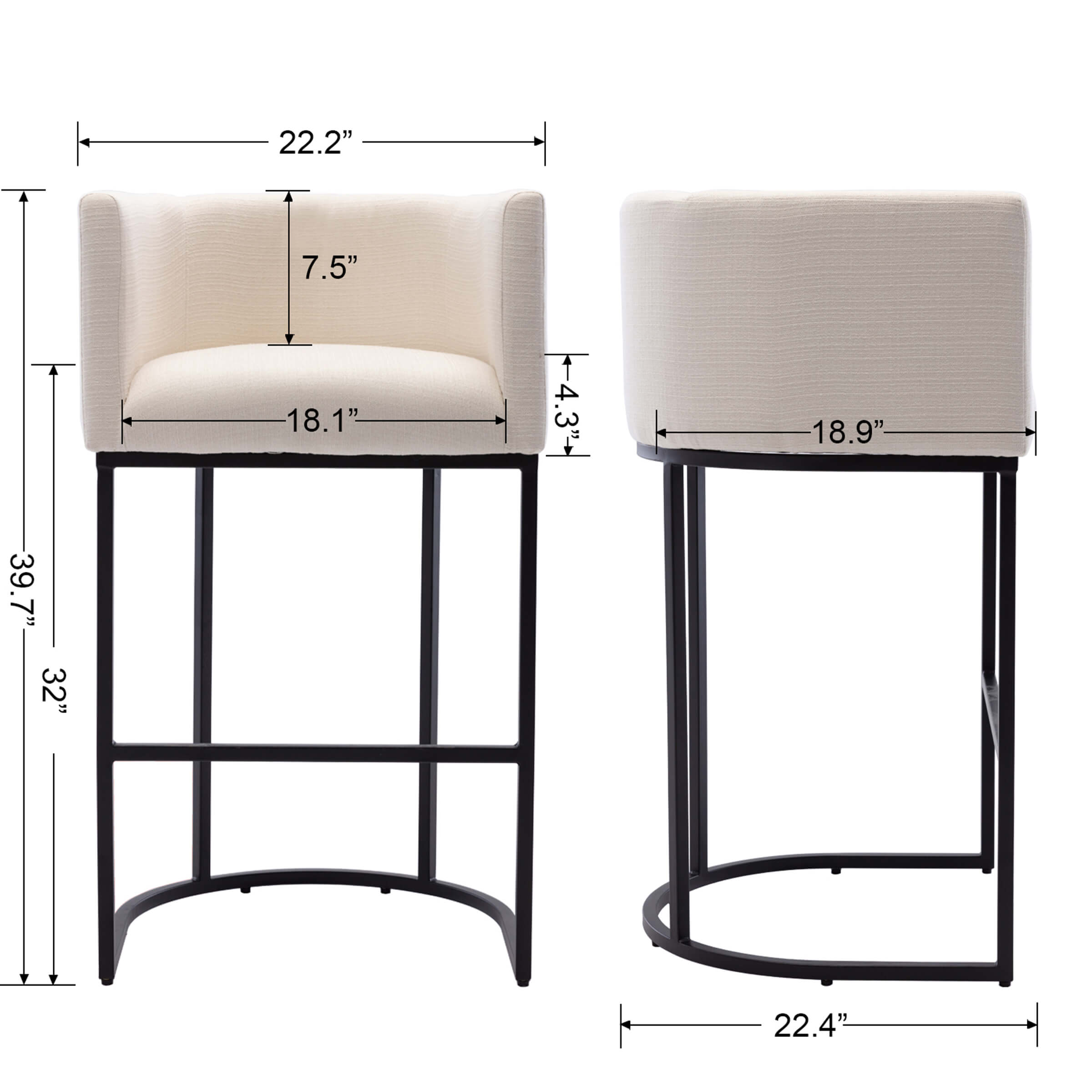 CHICAURA 24"H-32"H Metal Frame Counter Stool 1 PCS - 5690