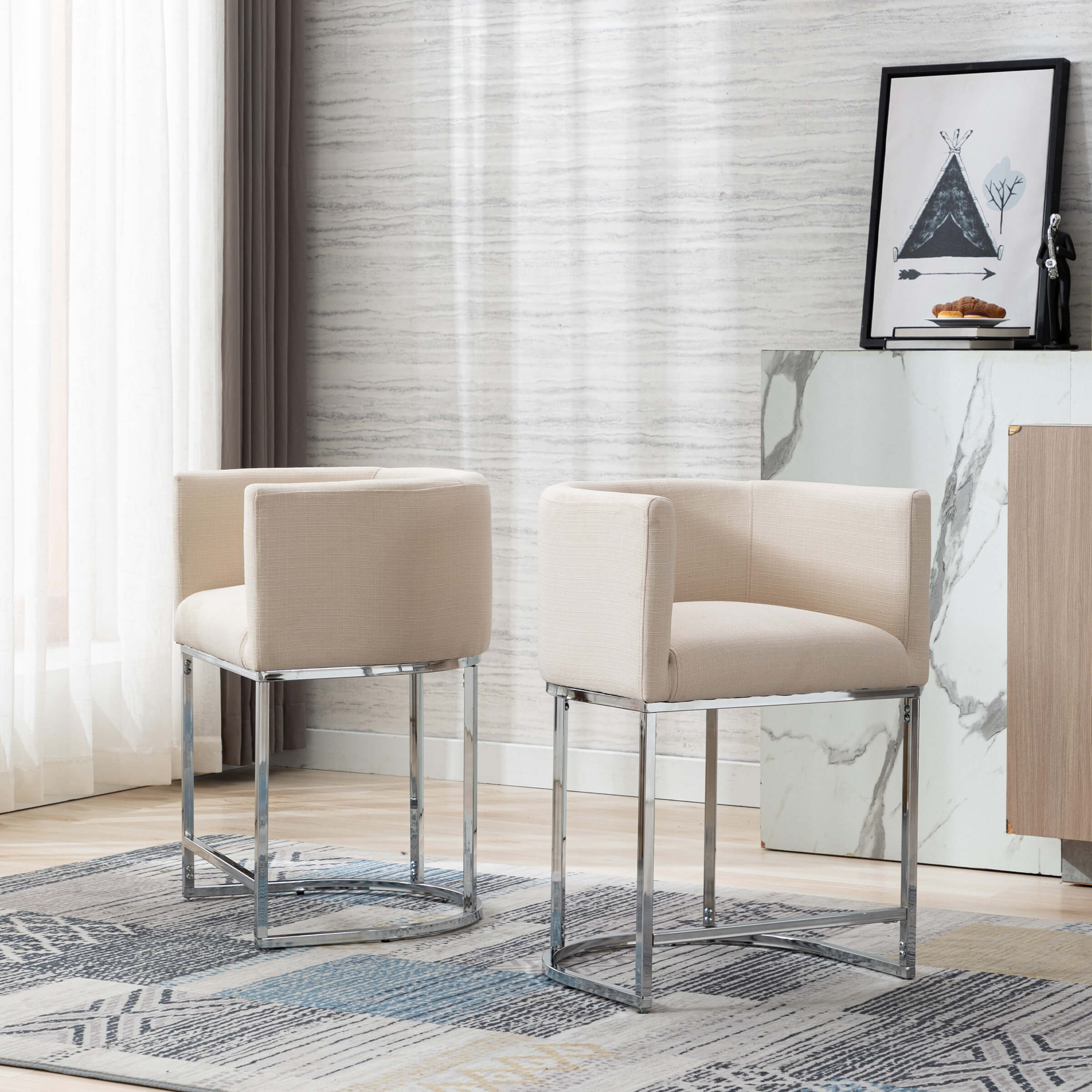 CHICAURA 24"H-32"H Metal Frame Counter Stool 1 PCS - 5690