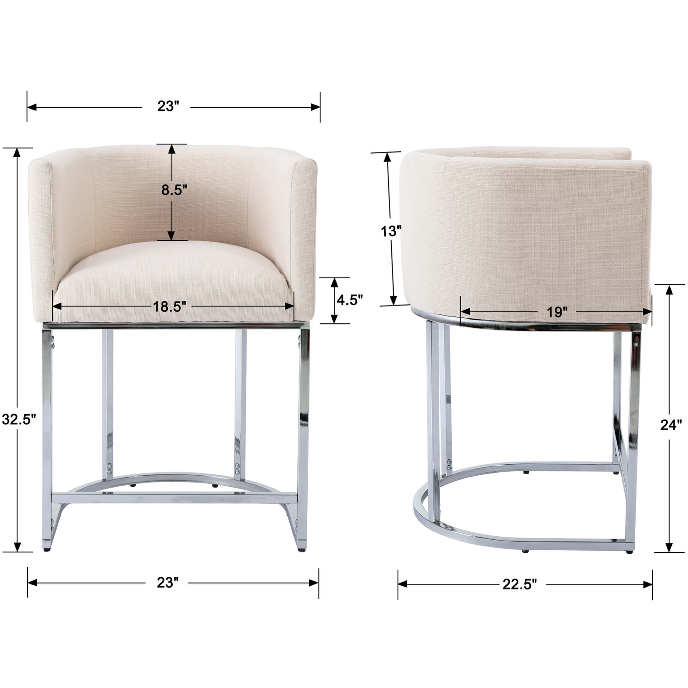 CHICAURA 24"H-32"H Metal Frame Counter Stool 1 PCS - 5690