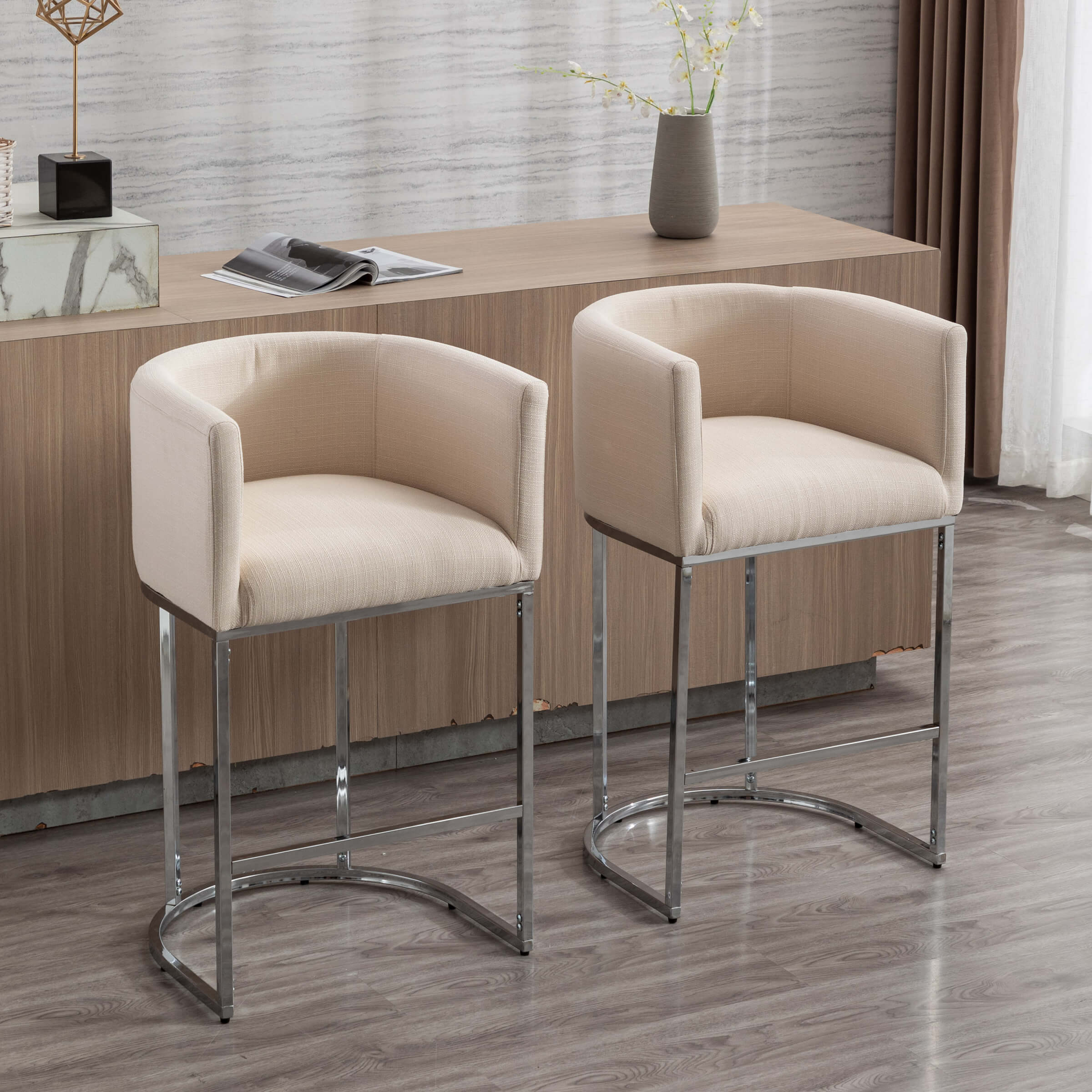 CHICAURA 24"H-32"H Metal Frame Counter Stool 1 PCS - 5690