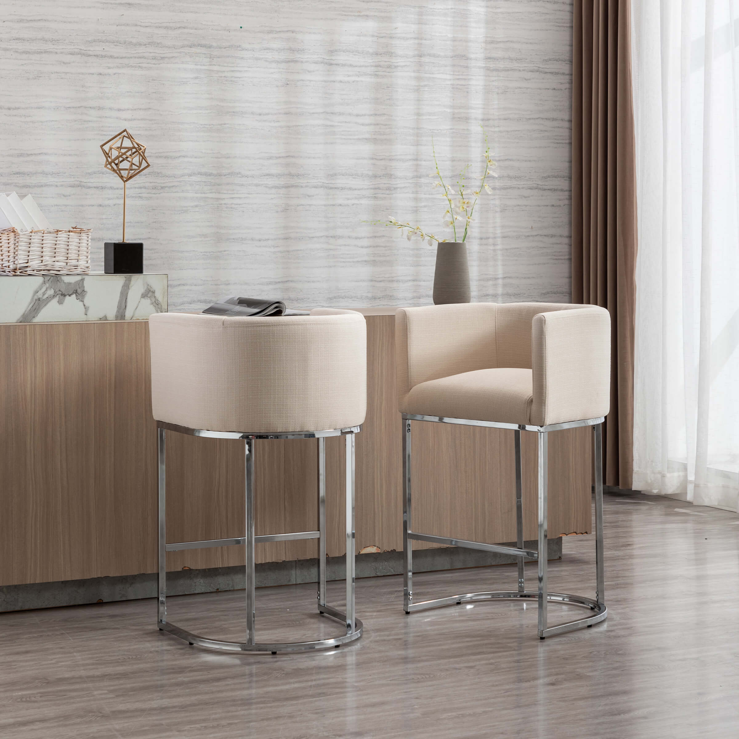 CHICAURA 24"H-32"H Metal Frame Counter Stool 1 PCS - 5690