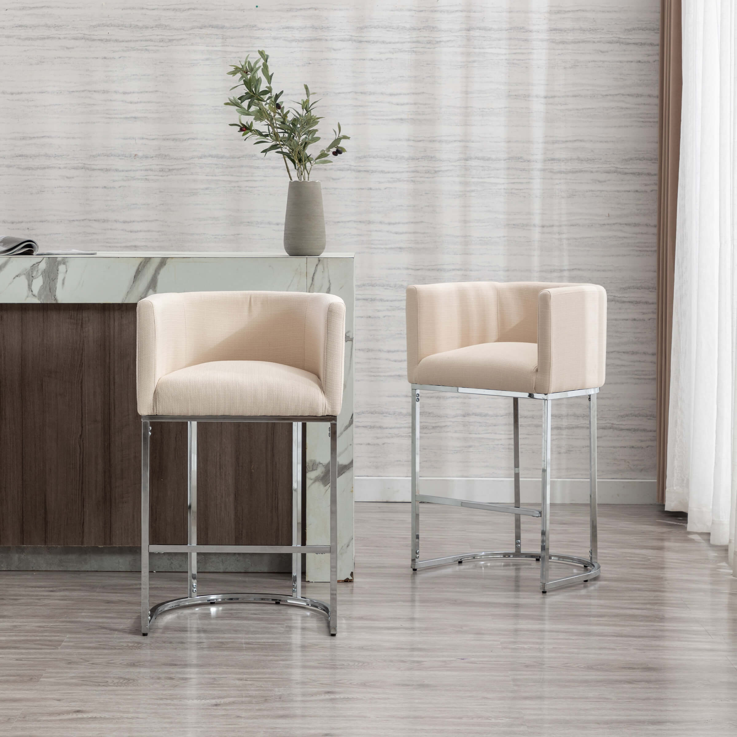 CHICAURA 24"H-32"H Metal Frame Counter Stool 1 PCS - 5690