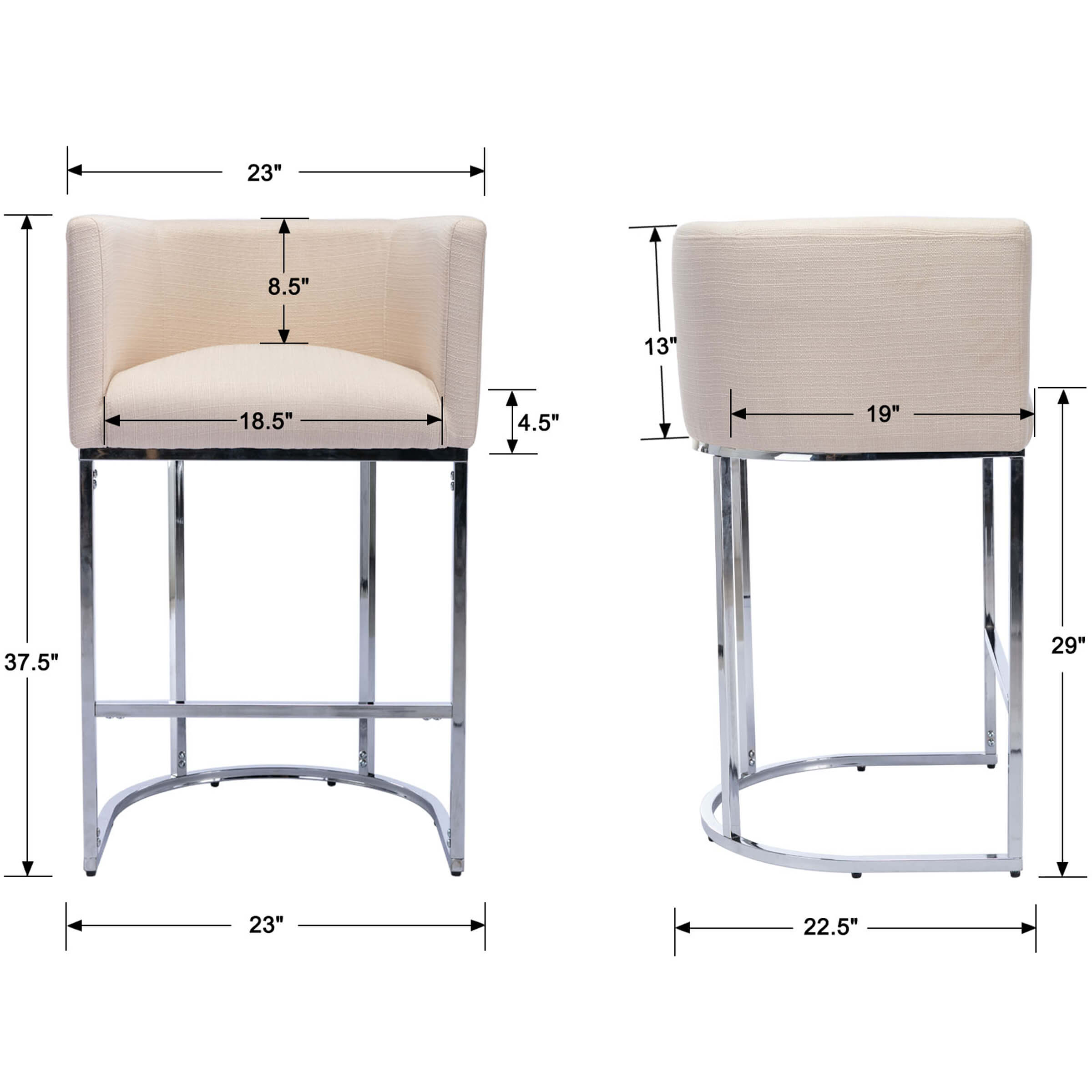 CHICAURA 24"H-32"H Metal Frame Counter Stool 1 PCS - 5690