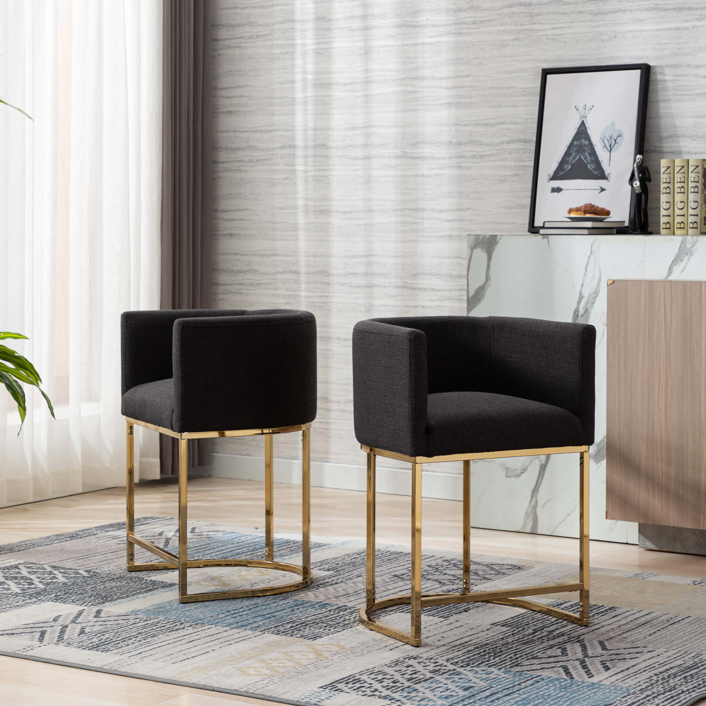 CHICAURA 24"H-32"H Metal Frame Counter Stool 1 PCS - 5690