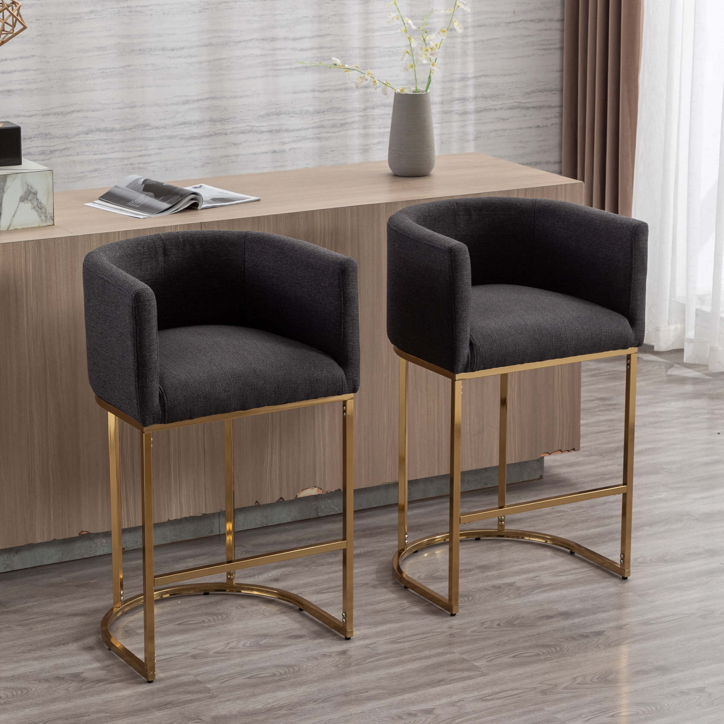 CHICAURA 24"H-32"H Metal Frame Counter Stool 1 PCS - 5690