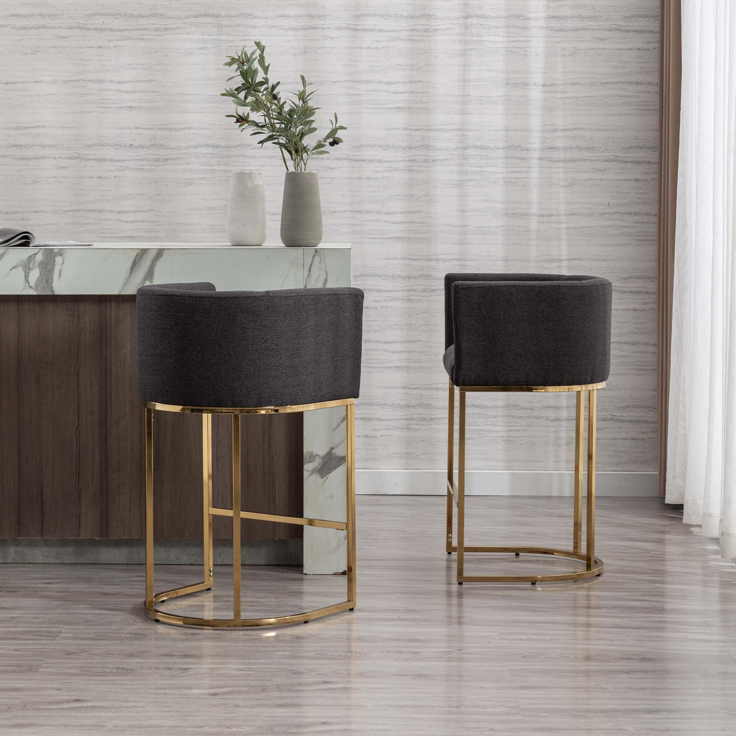 CHICAURA 24"H-32"H Metal Frame Counter Stool 1 PCS - 5690