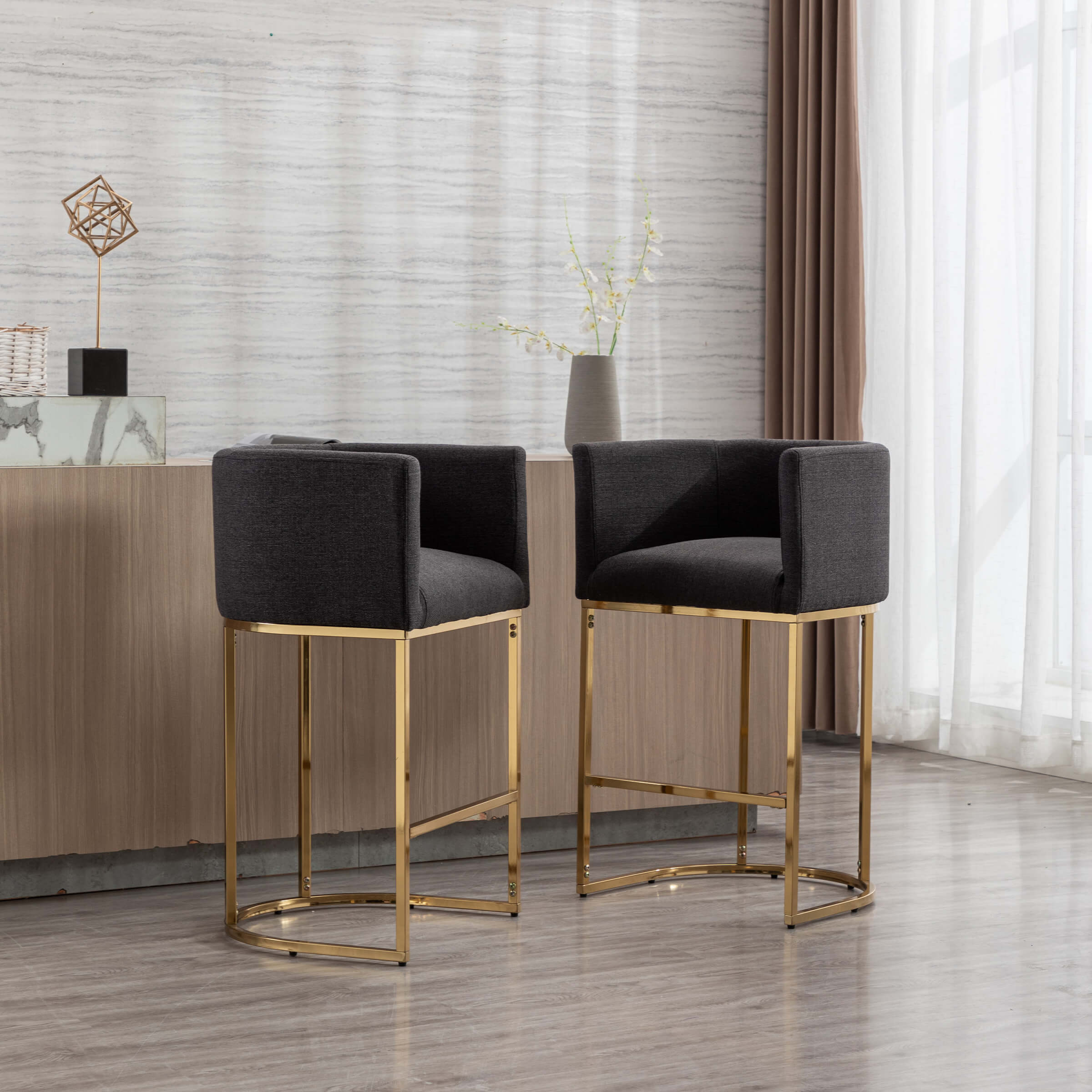 CHICAURA 24"H-32"H Metal Frame Counter Stool 1 PCS - 5690