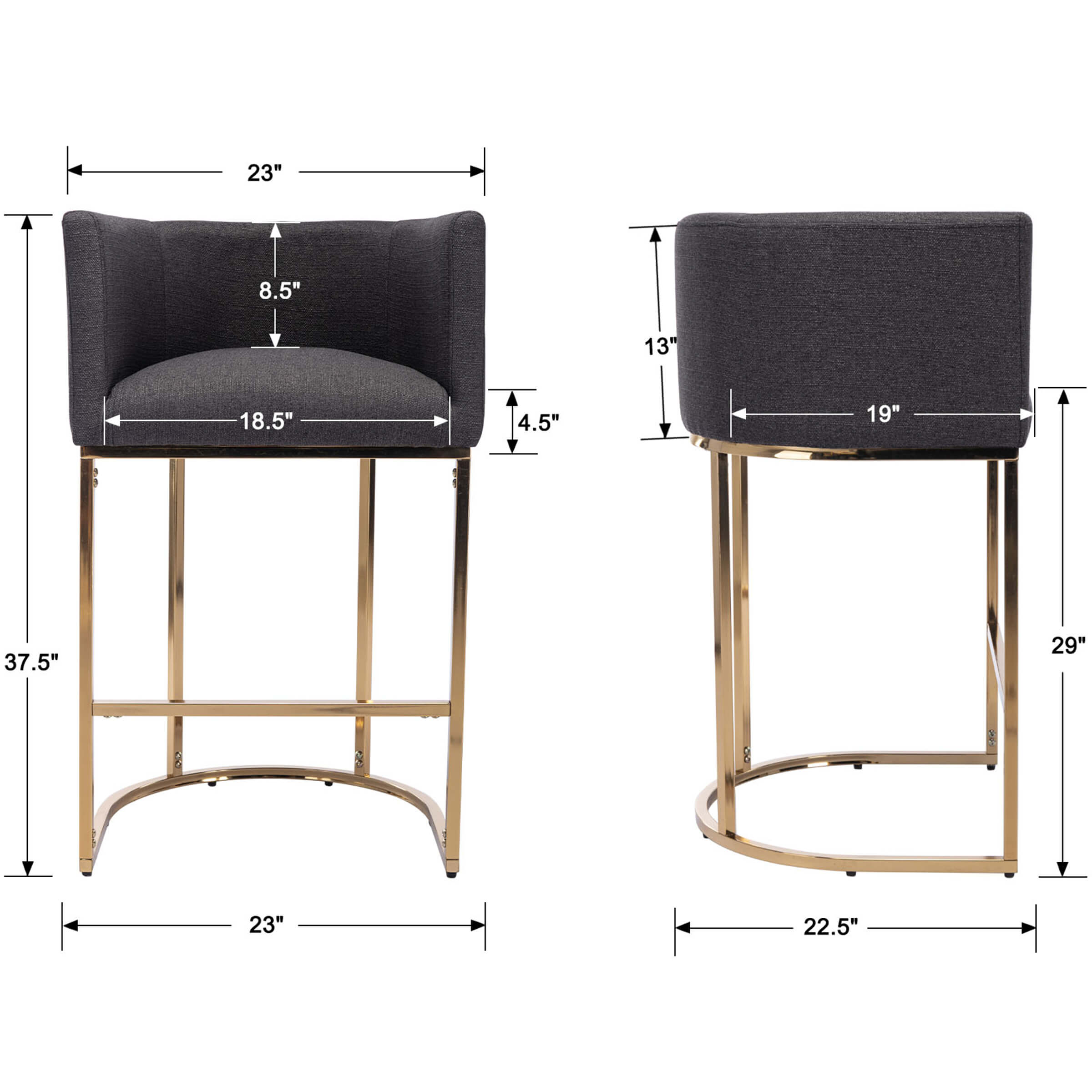 CHICAURA 24"H-32"H Metal Frame Counter Stool 1 PCS - 5690