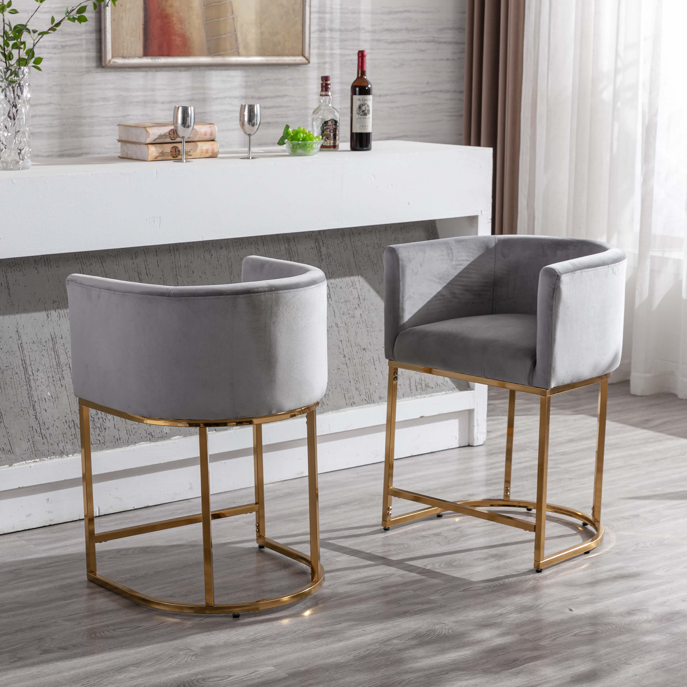 CHICAURA 24"H-32"H Metal Frame Counter Stool 1 PCS - 5690