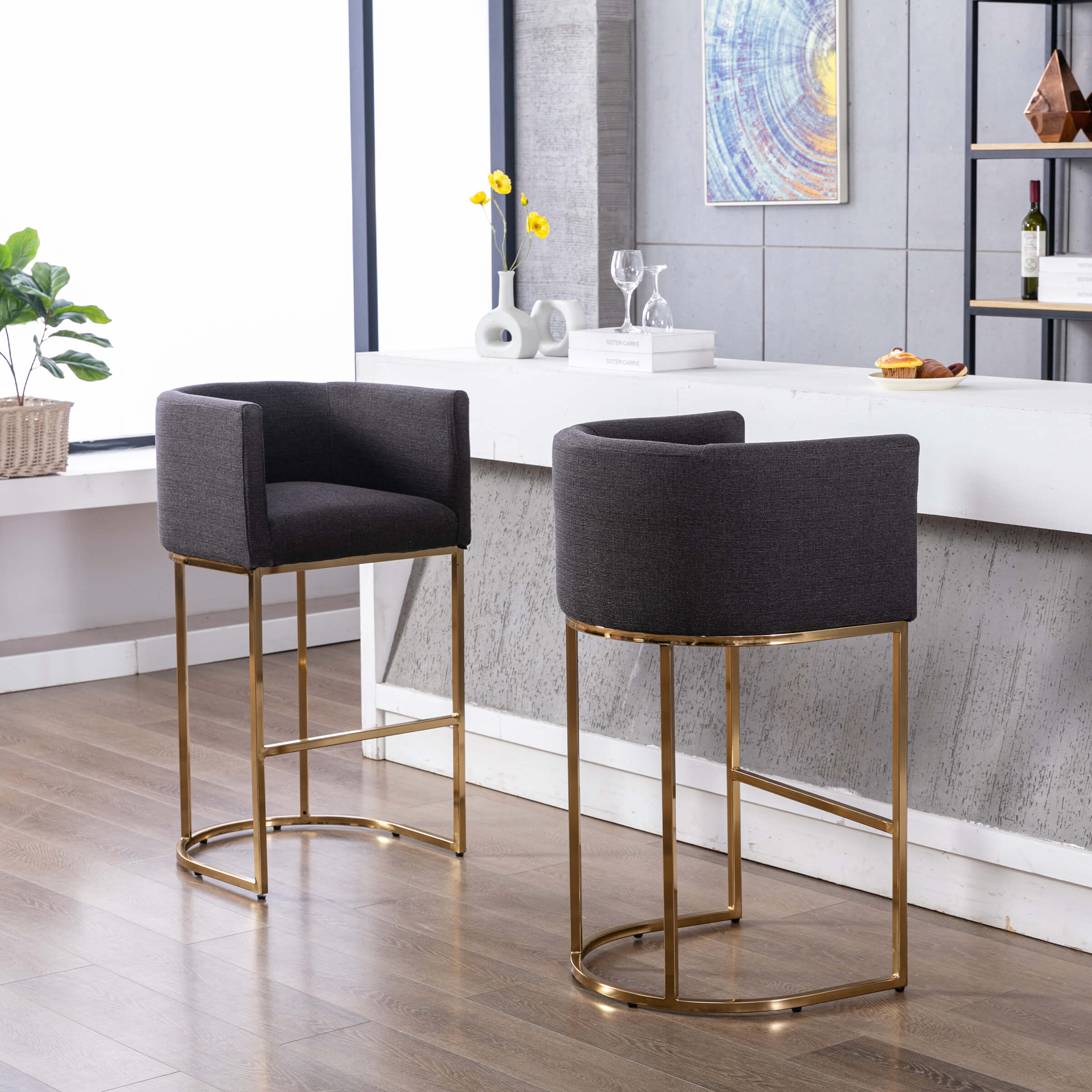 CHICAURA 24"H-32"H Metal Frame Counter Stool 1 PCS - 5690