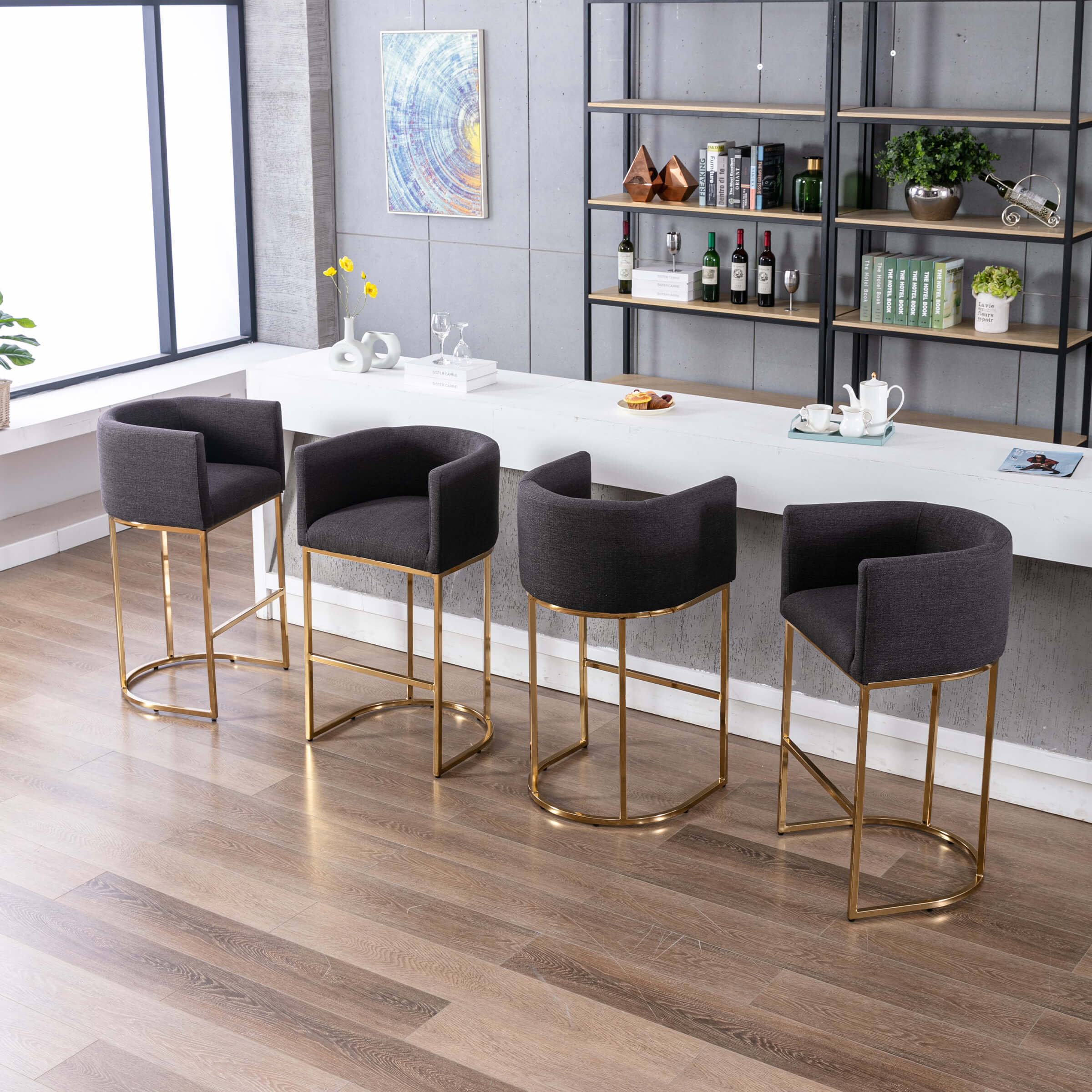 CHICAURA 24"H-32"H Metal Frame Counter Stool 1 PCS - 5690