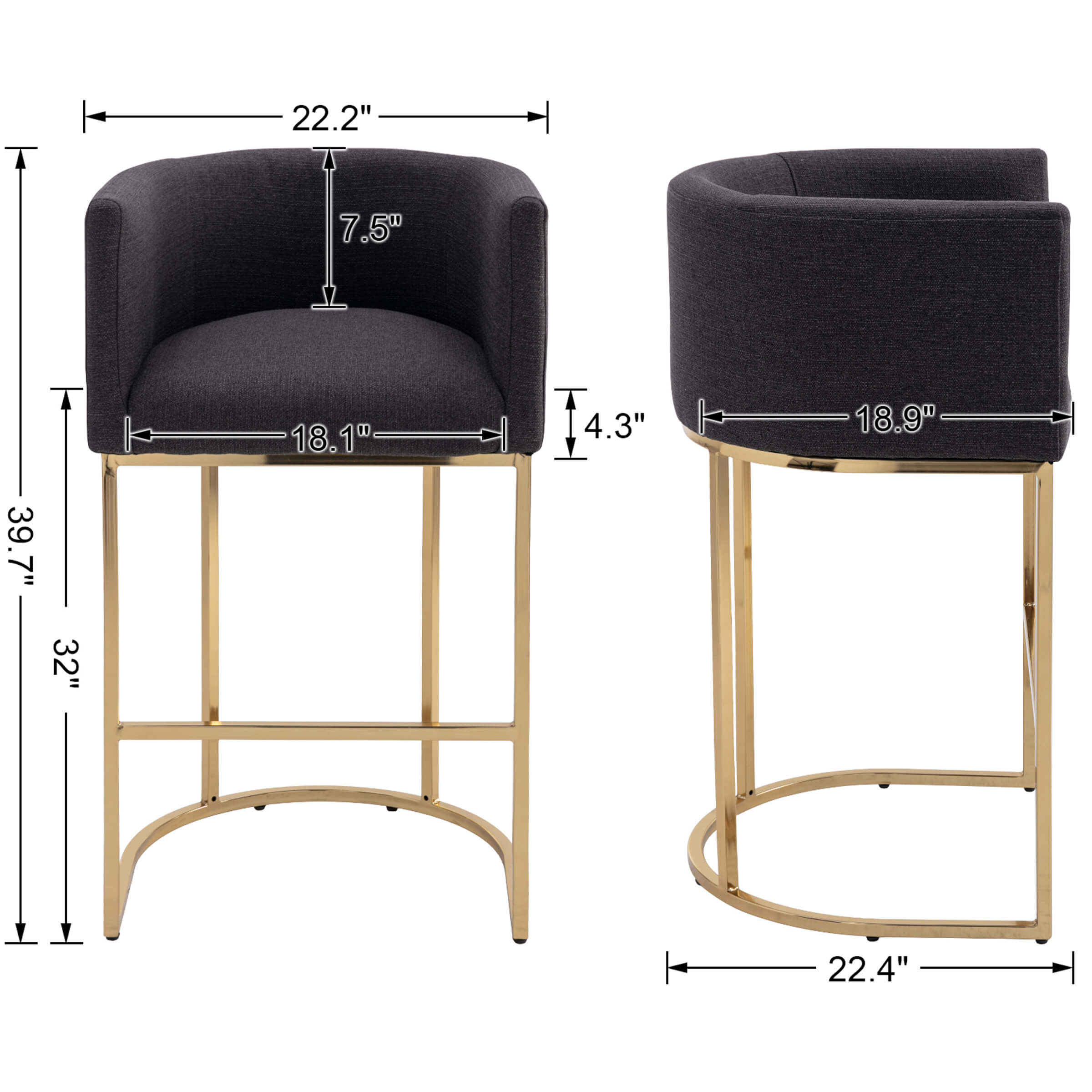 CHICAURA 24"H-32"H Metal Frame Counter Stool 1 PCS - 5690