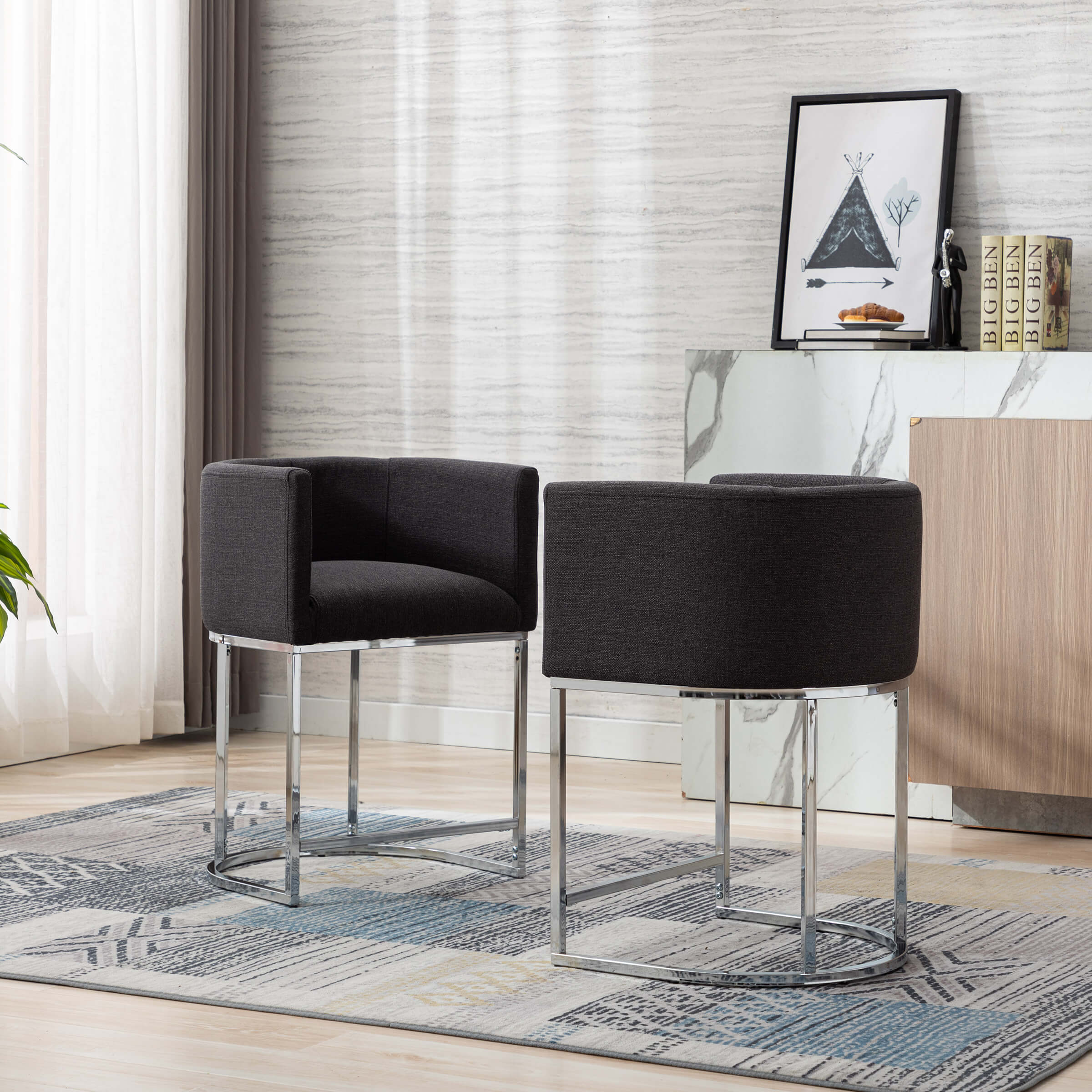 CHICAURA 24"H-32"H Metal Frame Counter Stool 1 PCS - 5690