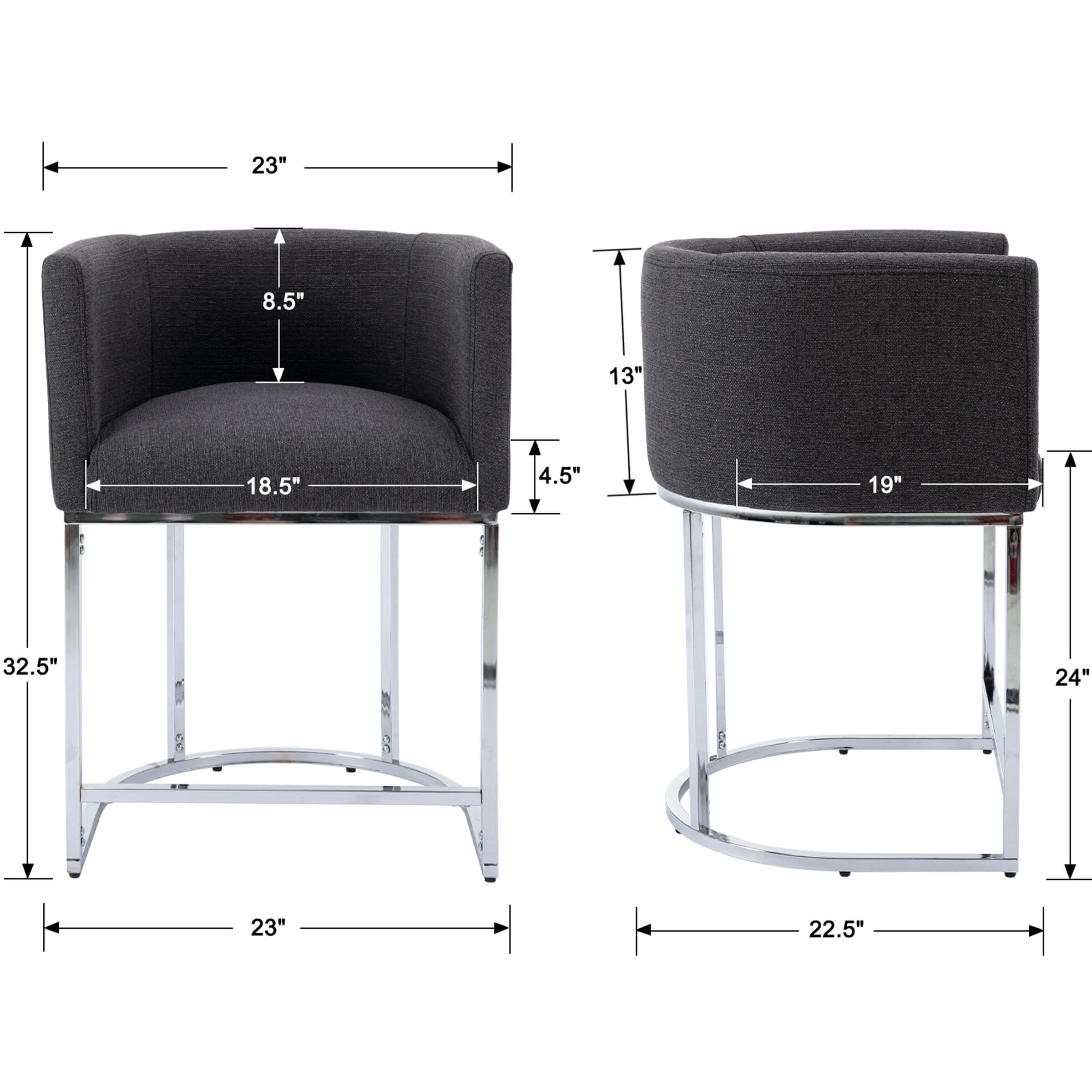 CHICAURA 24"H-32"H Metal Frame Counter Stool 1 PCS - 5690