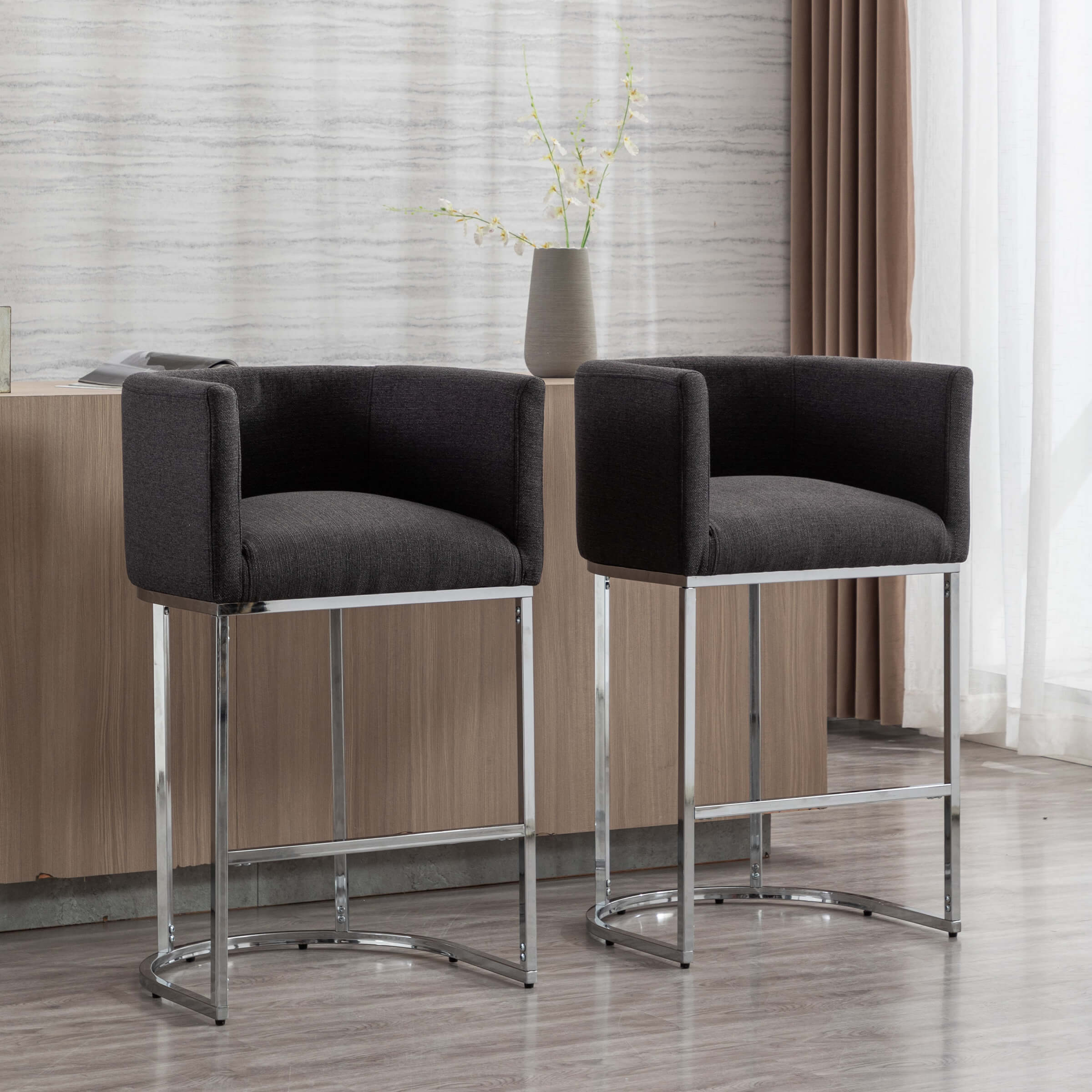 CHICAURA 24"H-32"H Metal Frame Counter Stool 1 PCS - 5690