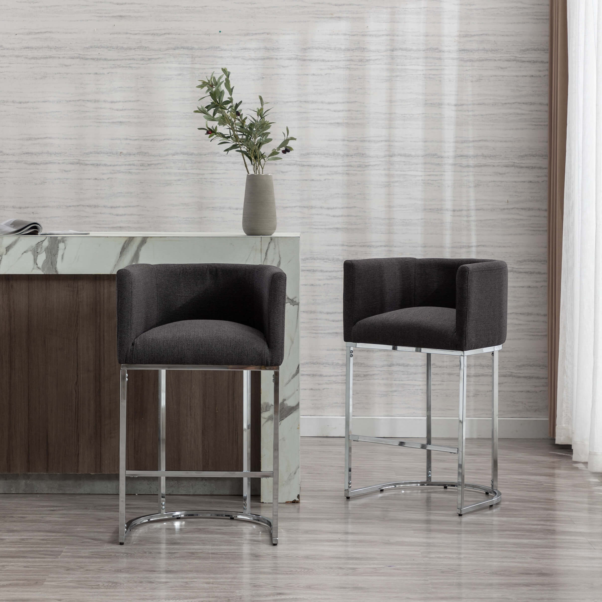 CHICAURA 24"H-32"H Metal Frame Counter Stool 1 PCS - 5690