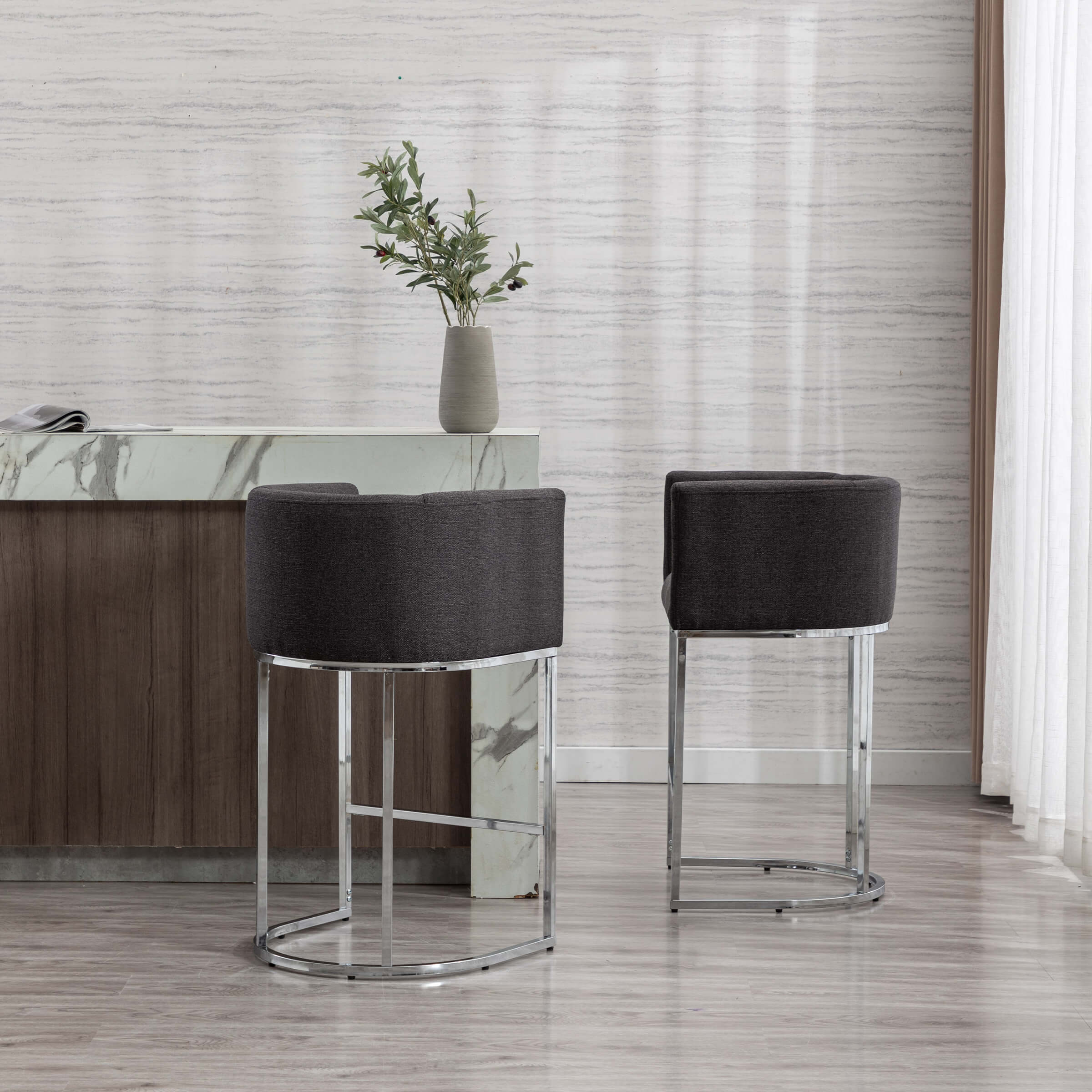 CHICAURA 24"H-32"H Metal Frame Counter Stool 1 PCS - 5690