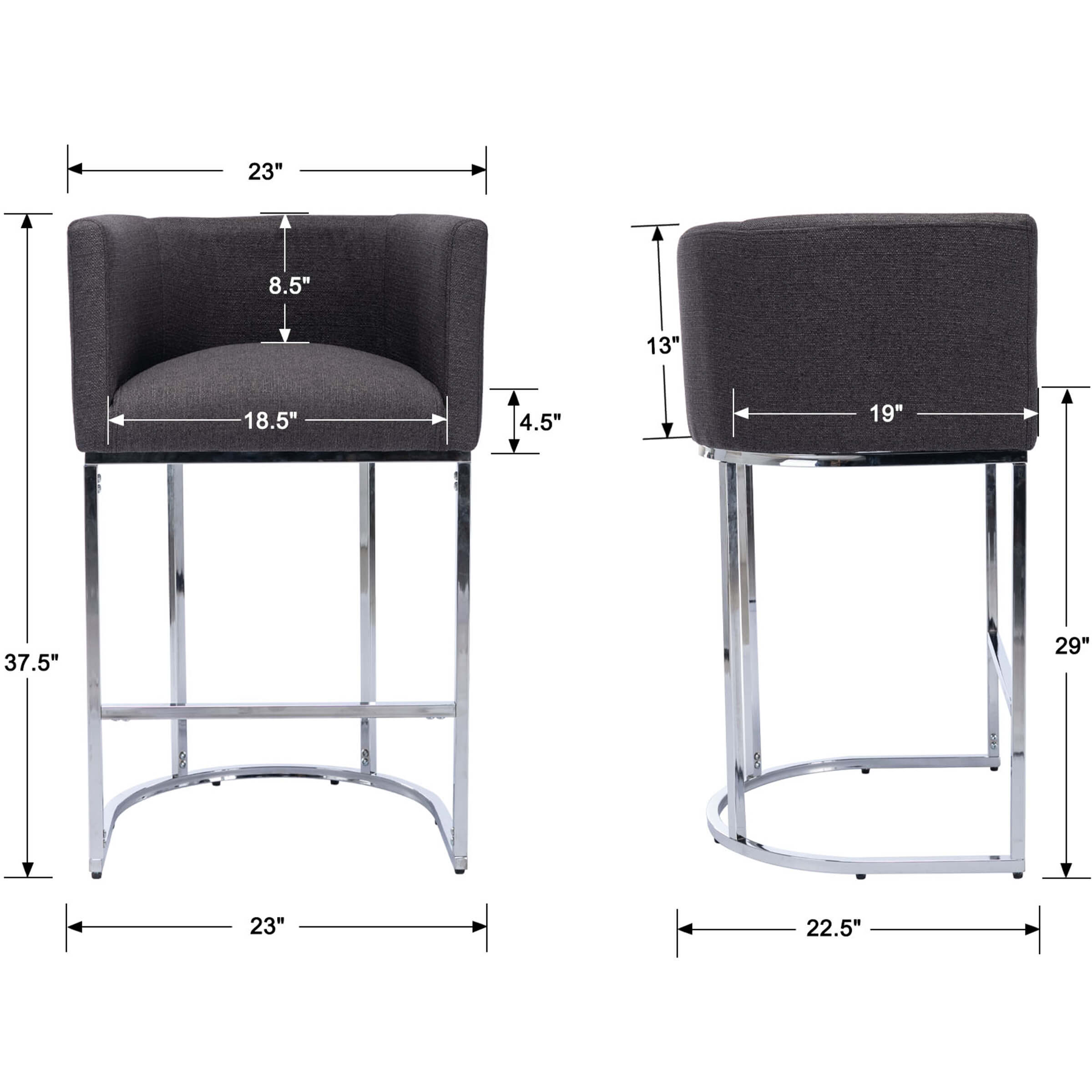 CHICAURA 24"H-32"H Metal Frame Counter Stool 1 PCS - 5690