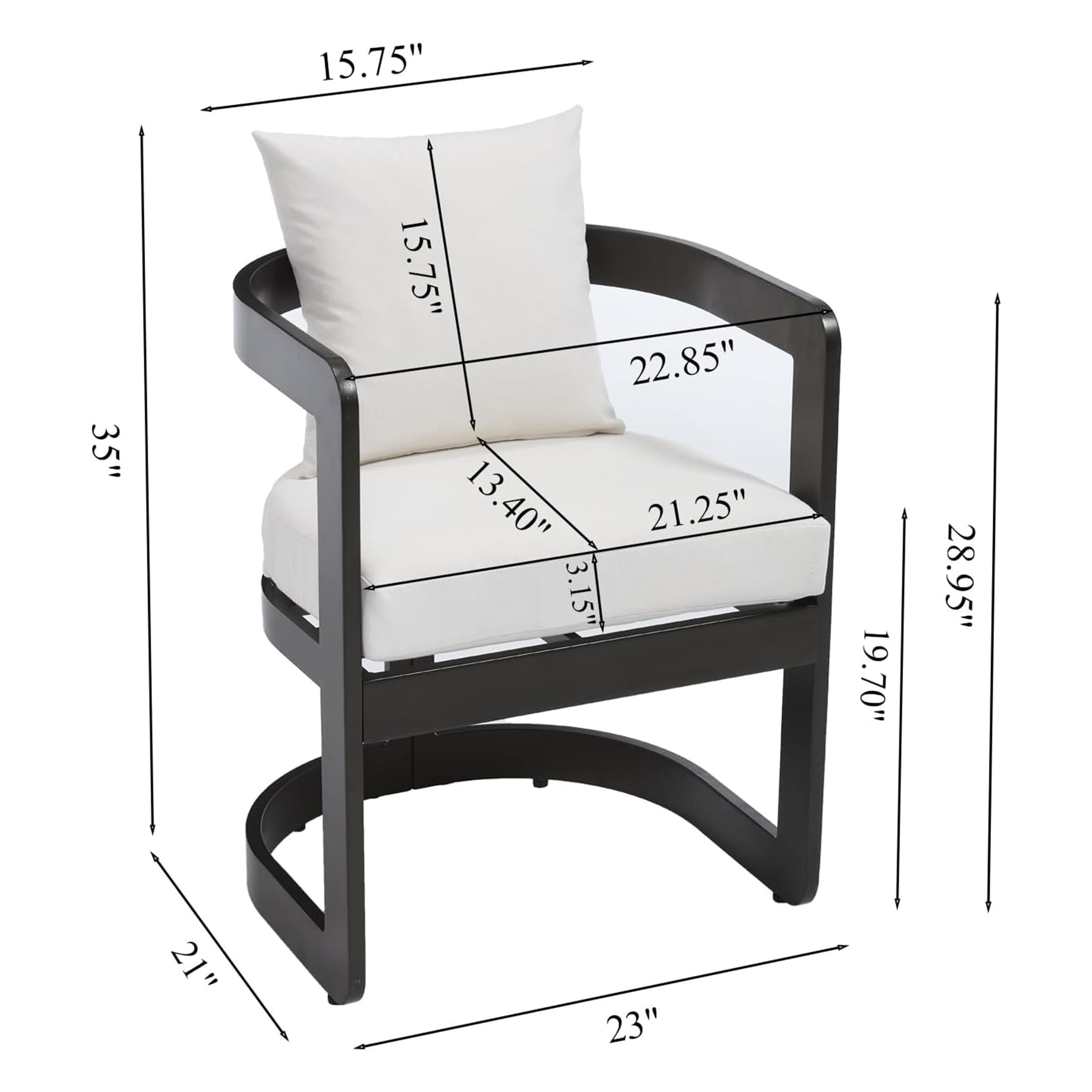 ROCITY Metal Frame Outdoor Chairs Set of 2 - 2063DC