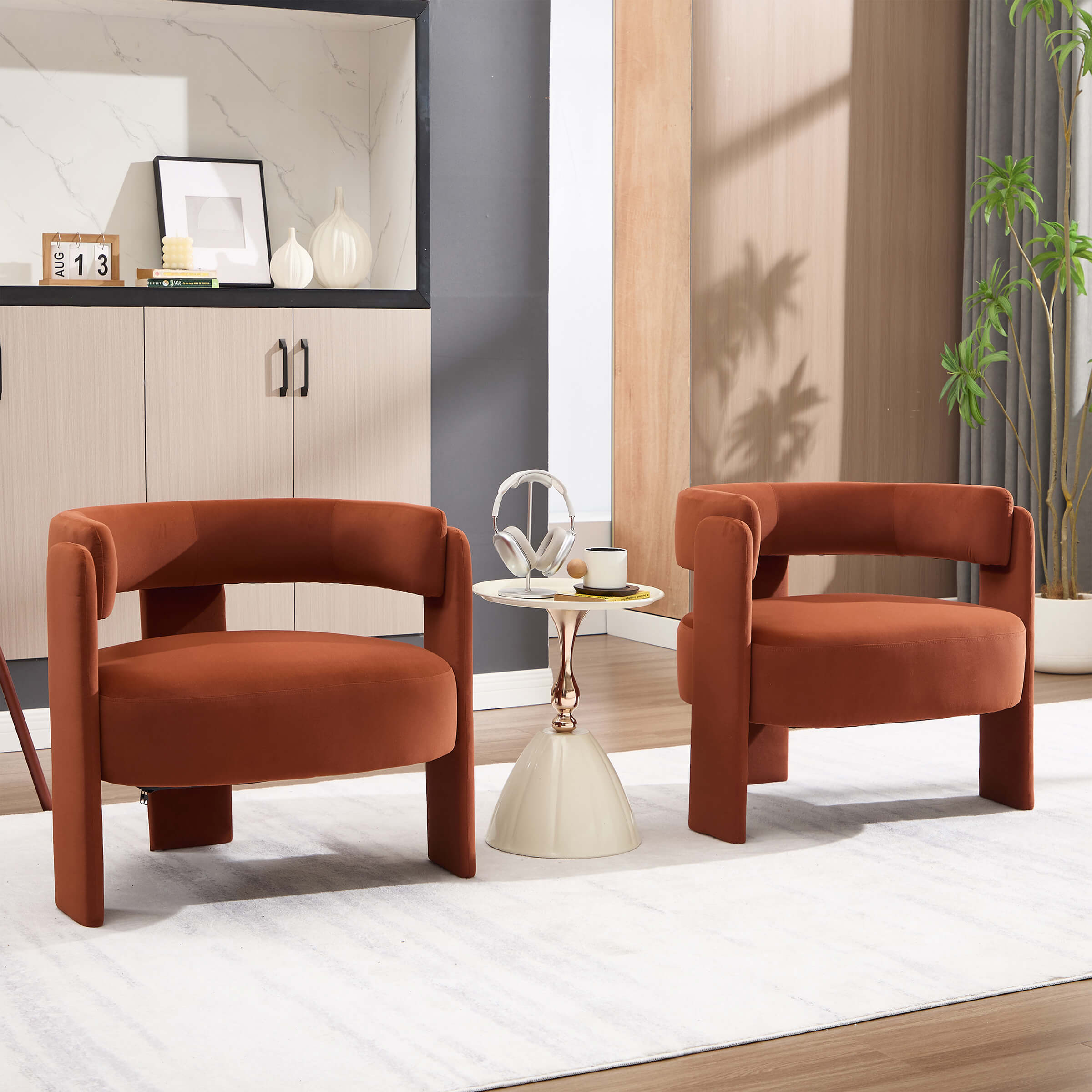 Mid-Century Modern Barrel Velvet Accent Chair