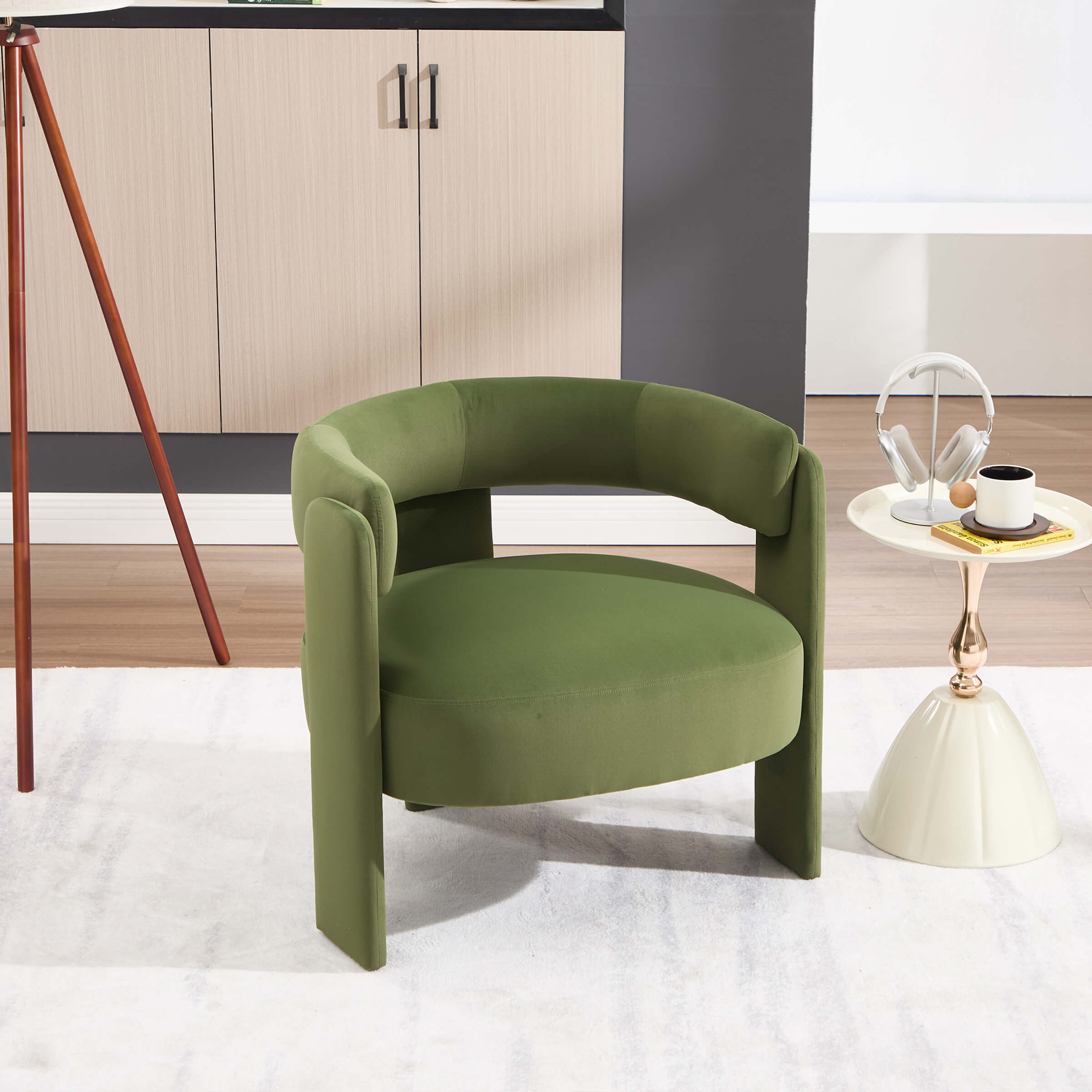 Mid-Century Modern Barrel Velvet Accent Chair