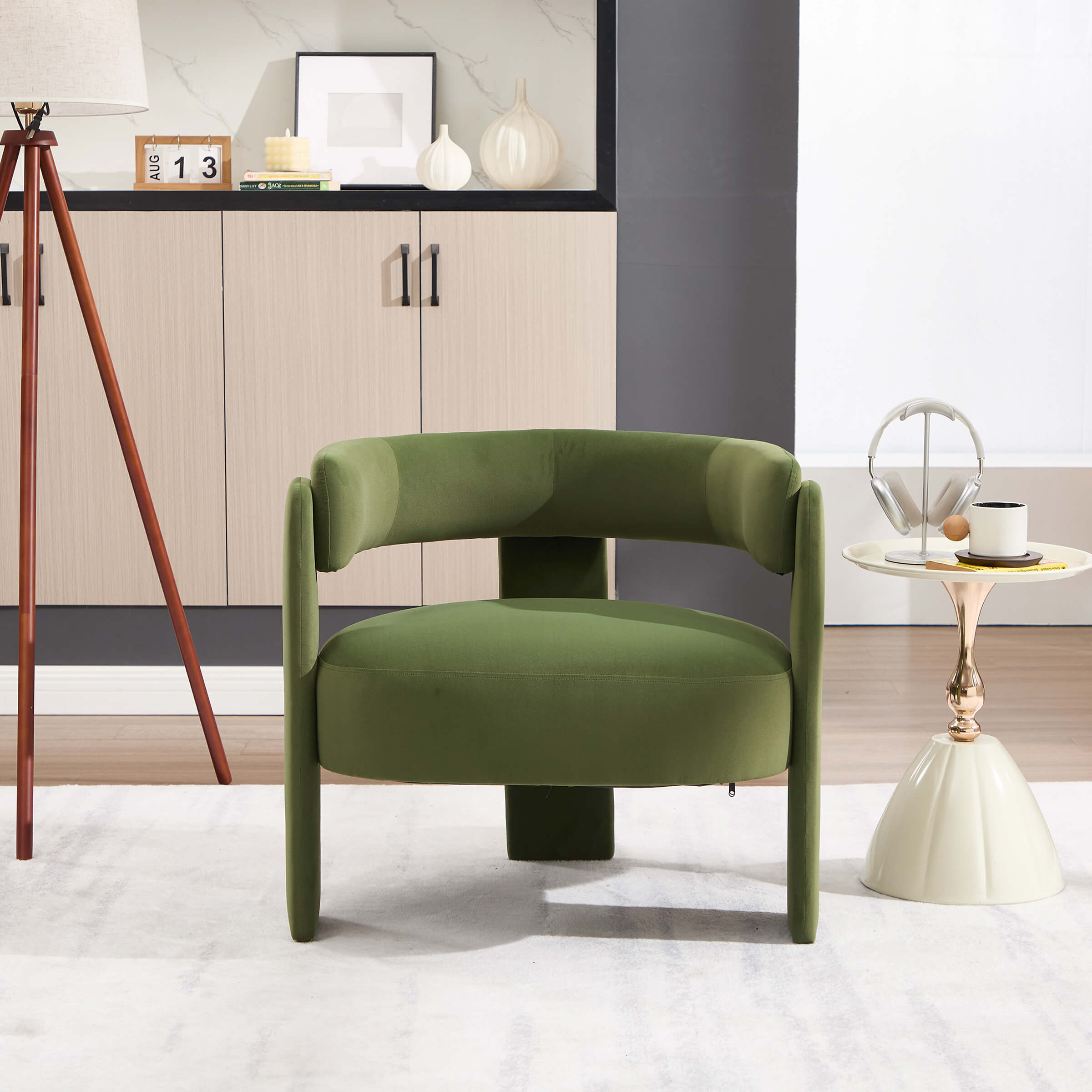 Mid-Century Modern Barrel Velvet Accent Chair
