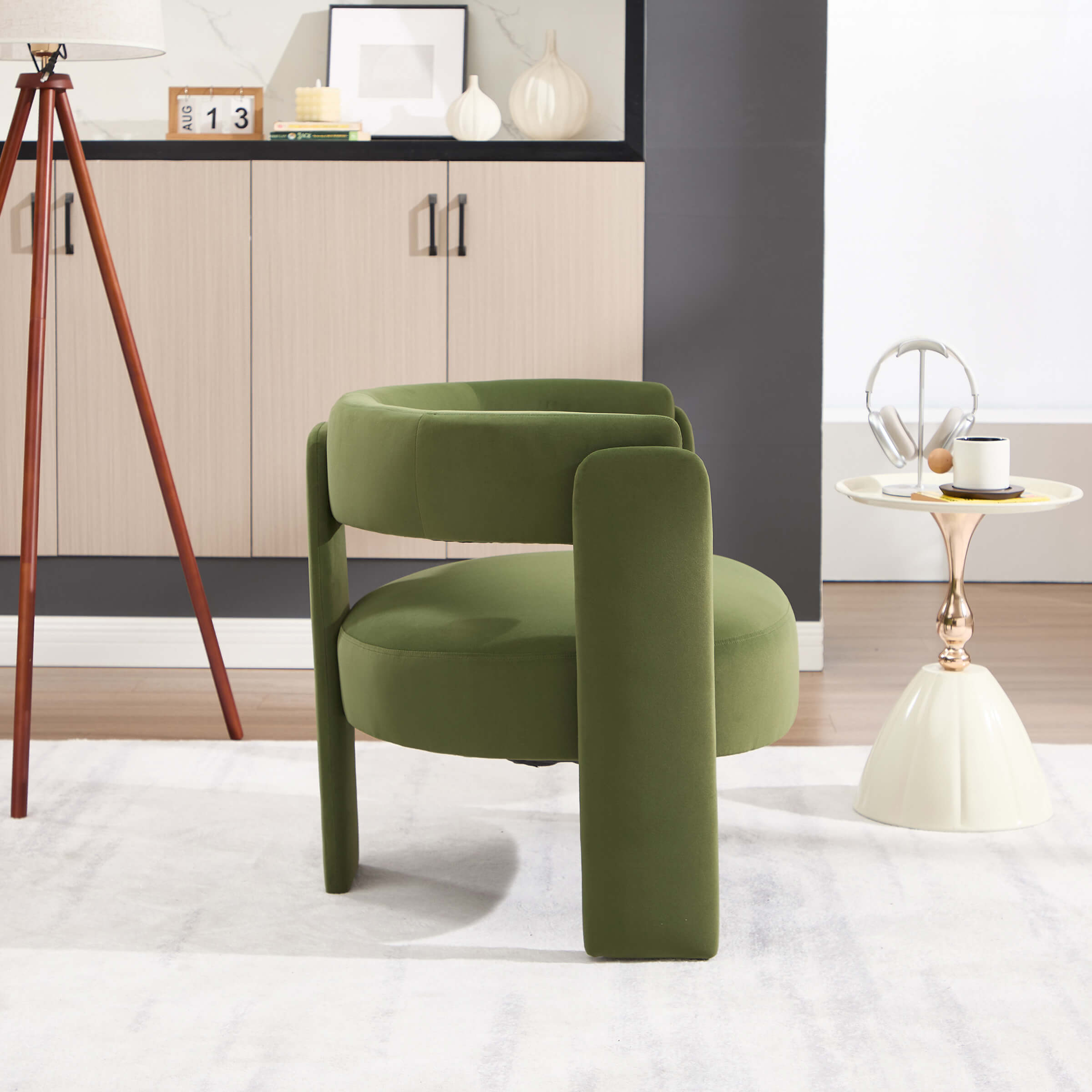 Mid-Century Modern Barrel Velvet Accent Chair