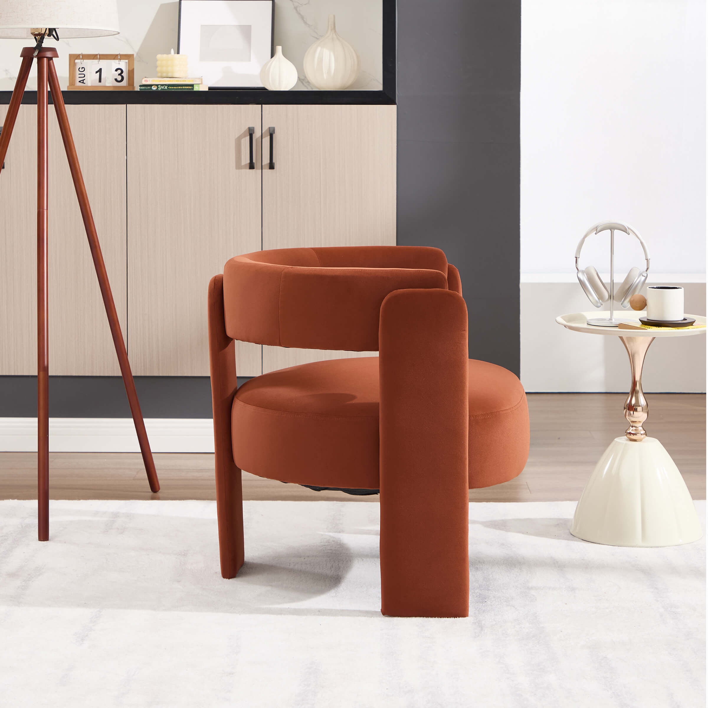 Mid-Century Modern Barrel Velvet Accent Chair