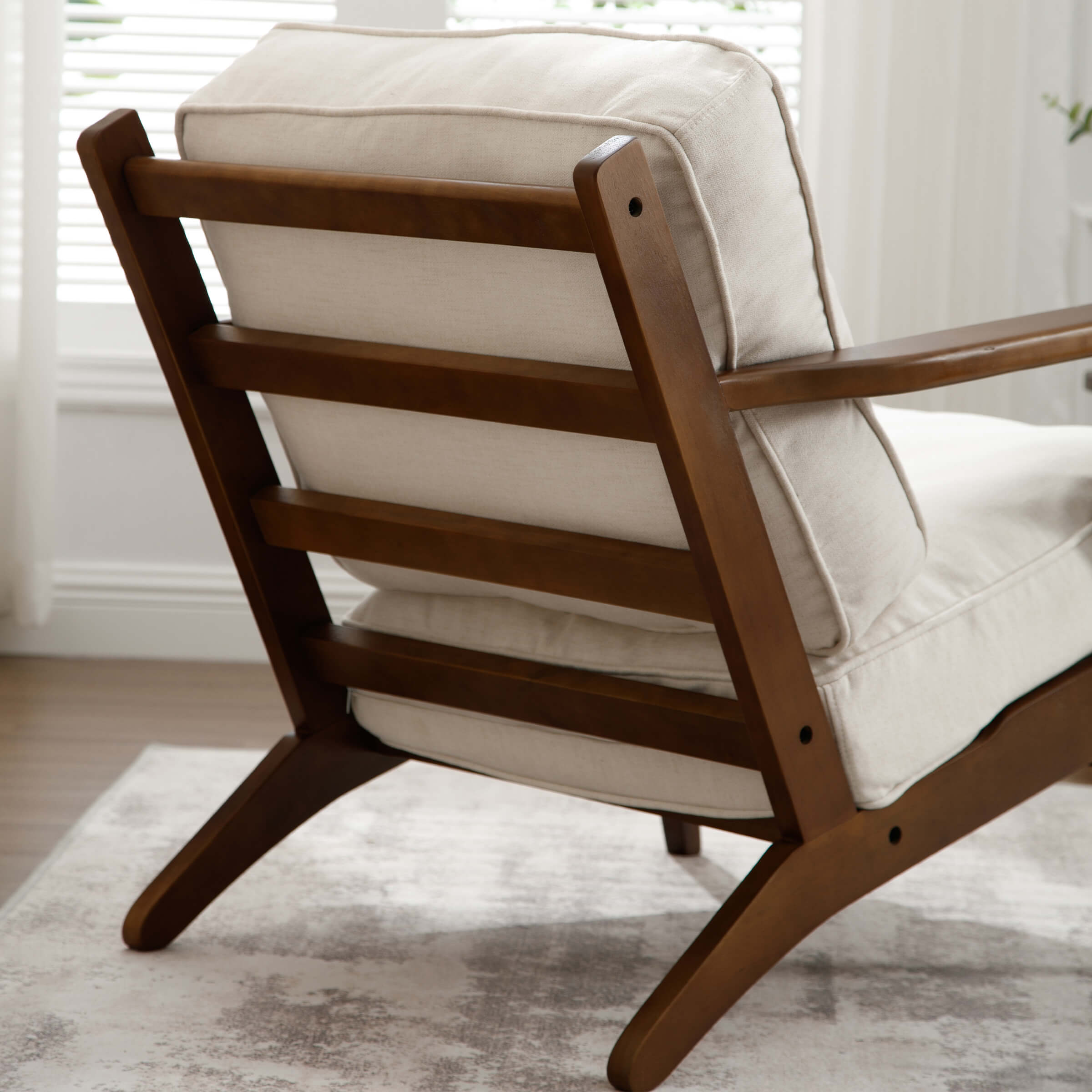 ROCITY Mid-Century Upholstered Armchair with Ottoman - 3649AO