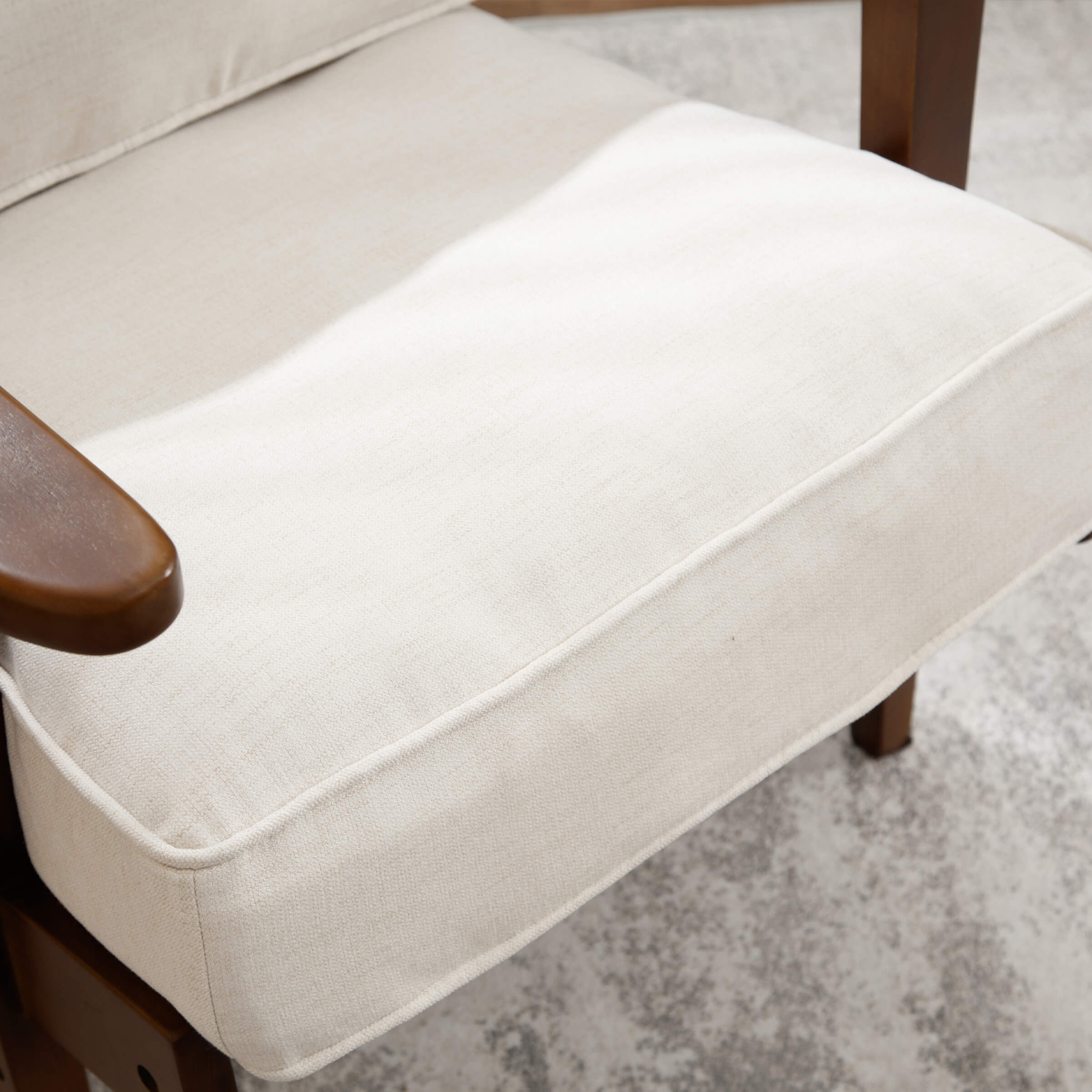 ROCITY Mid-Century Upholstered Armchair with Ottoman - 3649AO